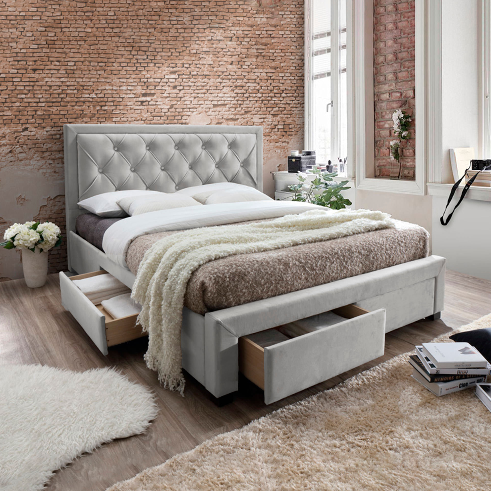 Pack-cama-de-casal-BIA---colchao-NEW-PALACIO-Bege-Champanhe--Aveludado-