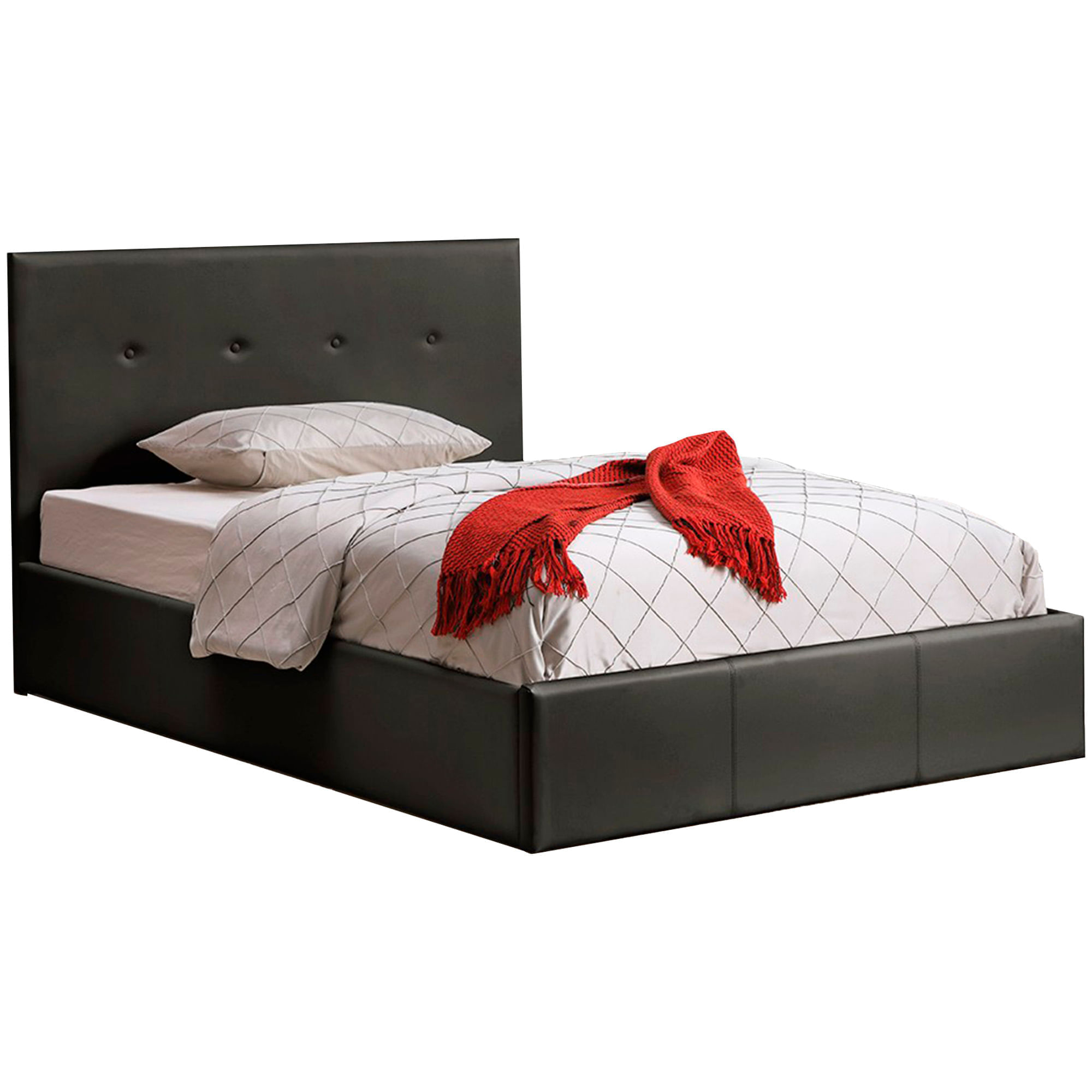 Pack-cama-de-casal-BETTY---colchao-SPRING-ROLLER-Preto--Pele-Sintetica-