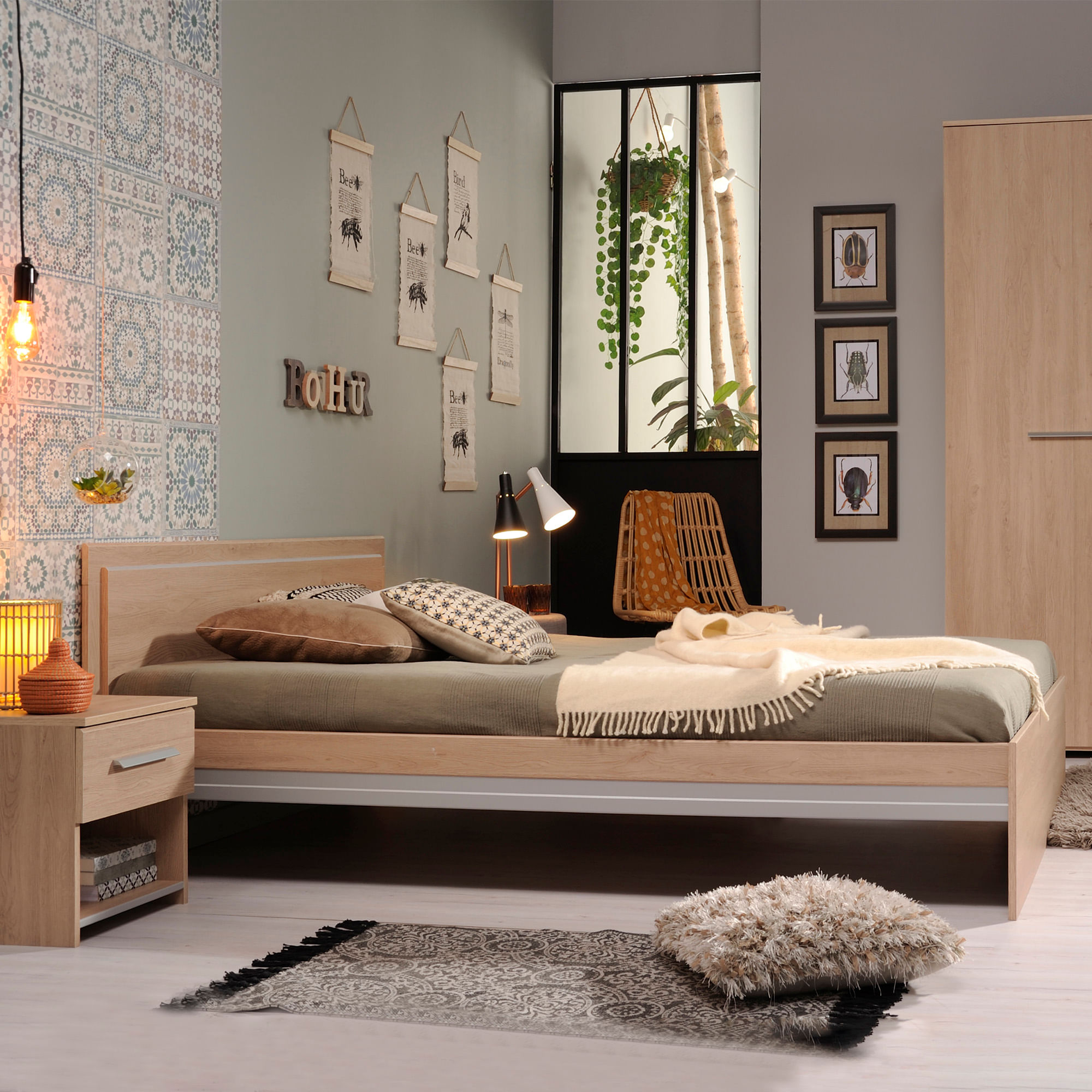 Pack-cama-de-casal-NOEMIA---colchao-SPRING-ROLLER-Carvalho---140x190cm