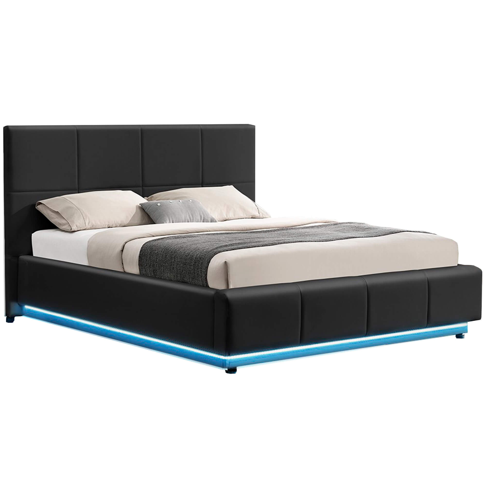 Pack-cama-de-casal-INFINITY-II---colchao-SPRING-ROLLER---LED-Preto