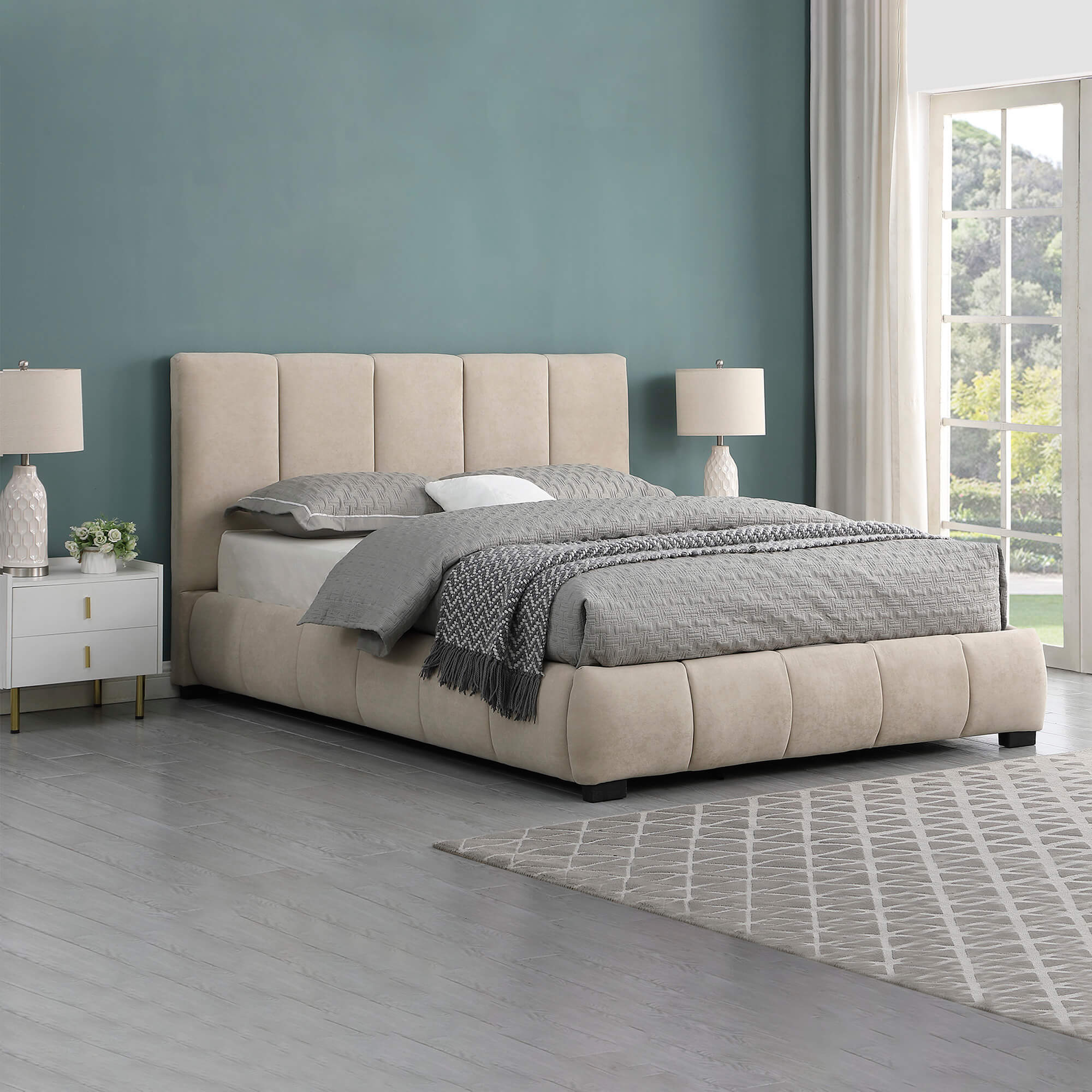 Pack-cama-de-casal-elevatoria-ALBERTO-II---colchao-NEW-PALACIO-Bege