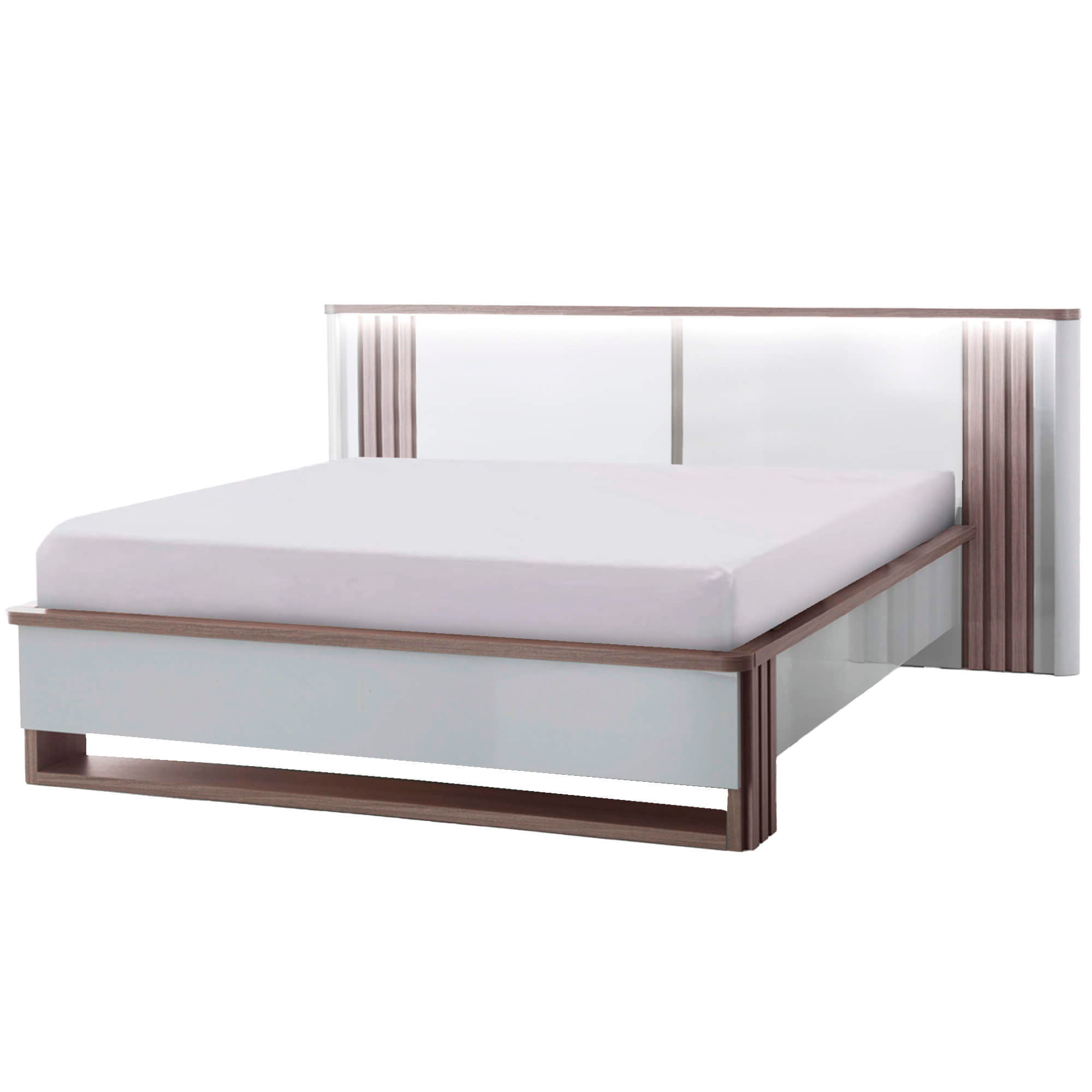 Pack-quarto-de-casal-PESARO-com-LED-Cinza-Brilho-e-Carvalho-Cinza---160x200cm