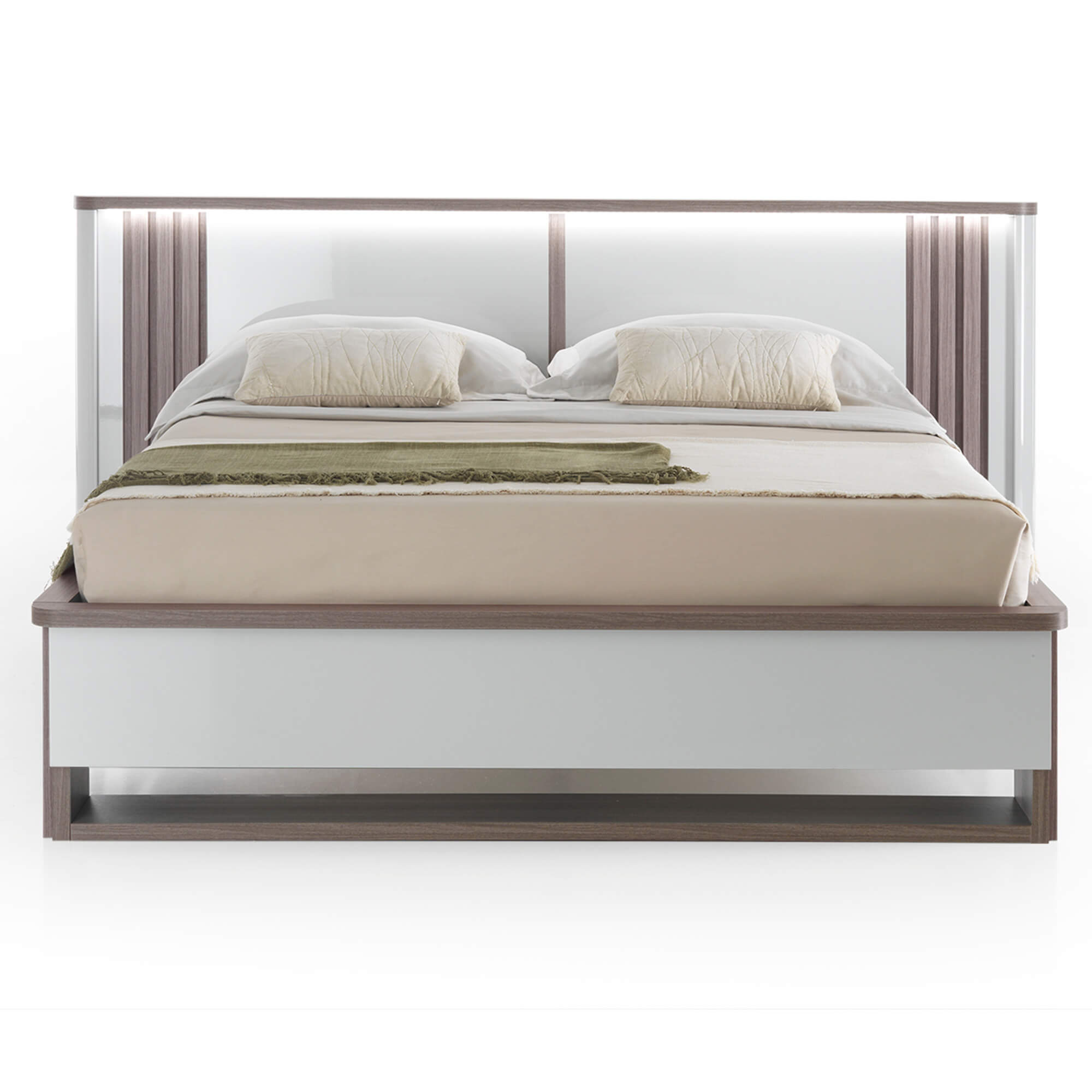 Pack-quarto-de-casal-PESARO-com-LED-Cinza-Brilho-e-Carvalho-Cinza---160x200cm