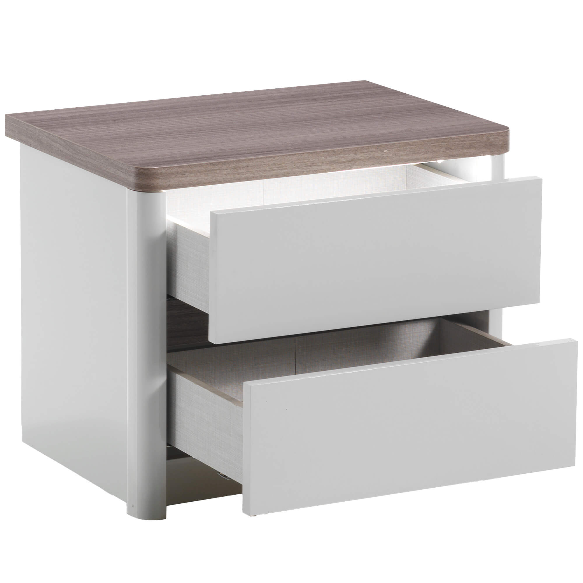Pack-quarto-de-casal-PESARO-com-LED-Cinza-Brilho-e-Carvalho-Cinza---160x200cm