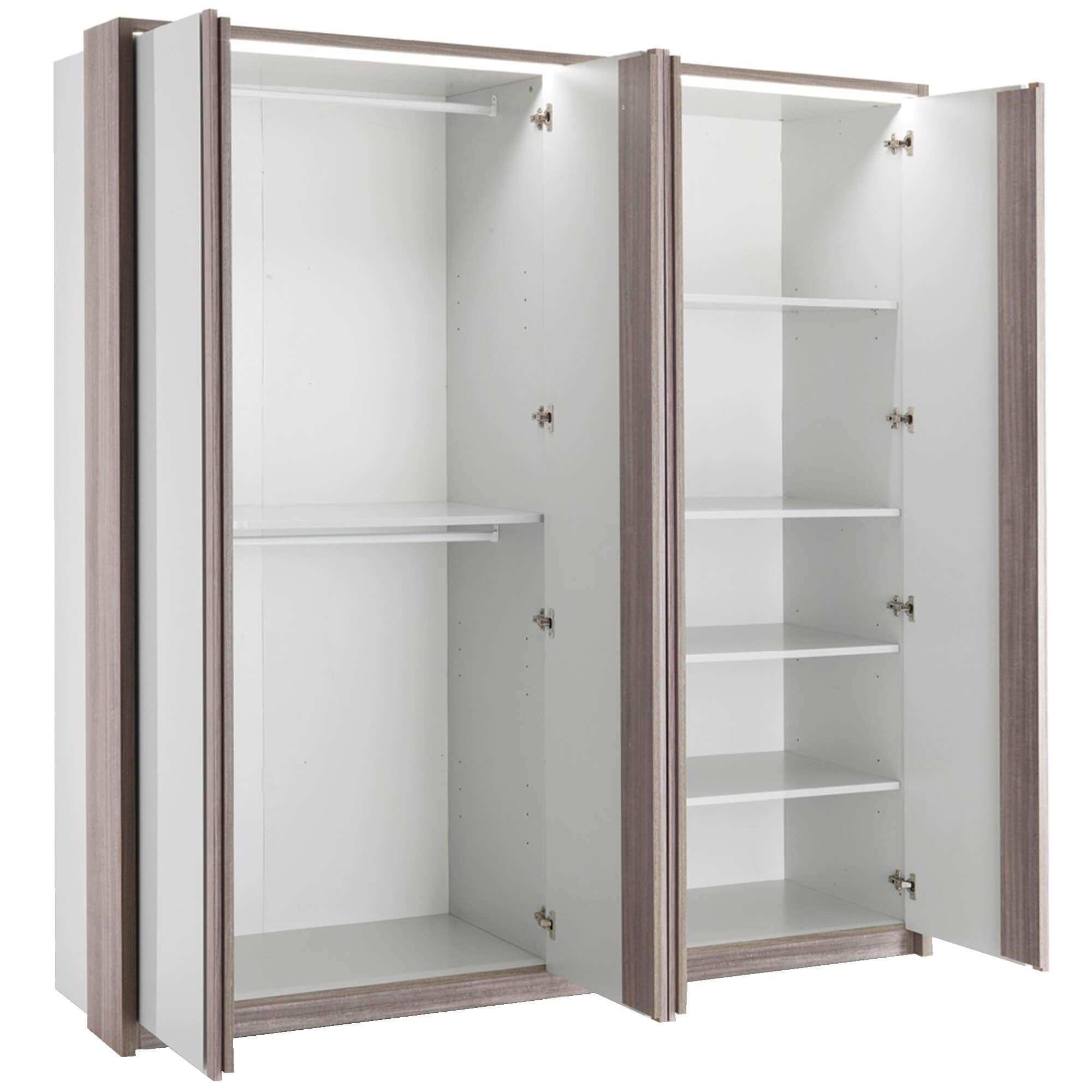 Pack-quarto-de-casal-PESARO-com-LED-Cinza-Brilho-e-Carvalho-Cinza---160x200cm