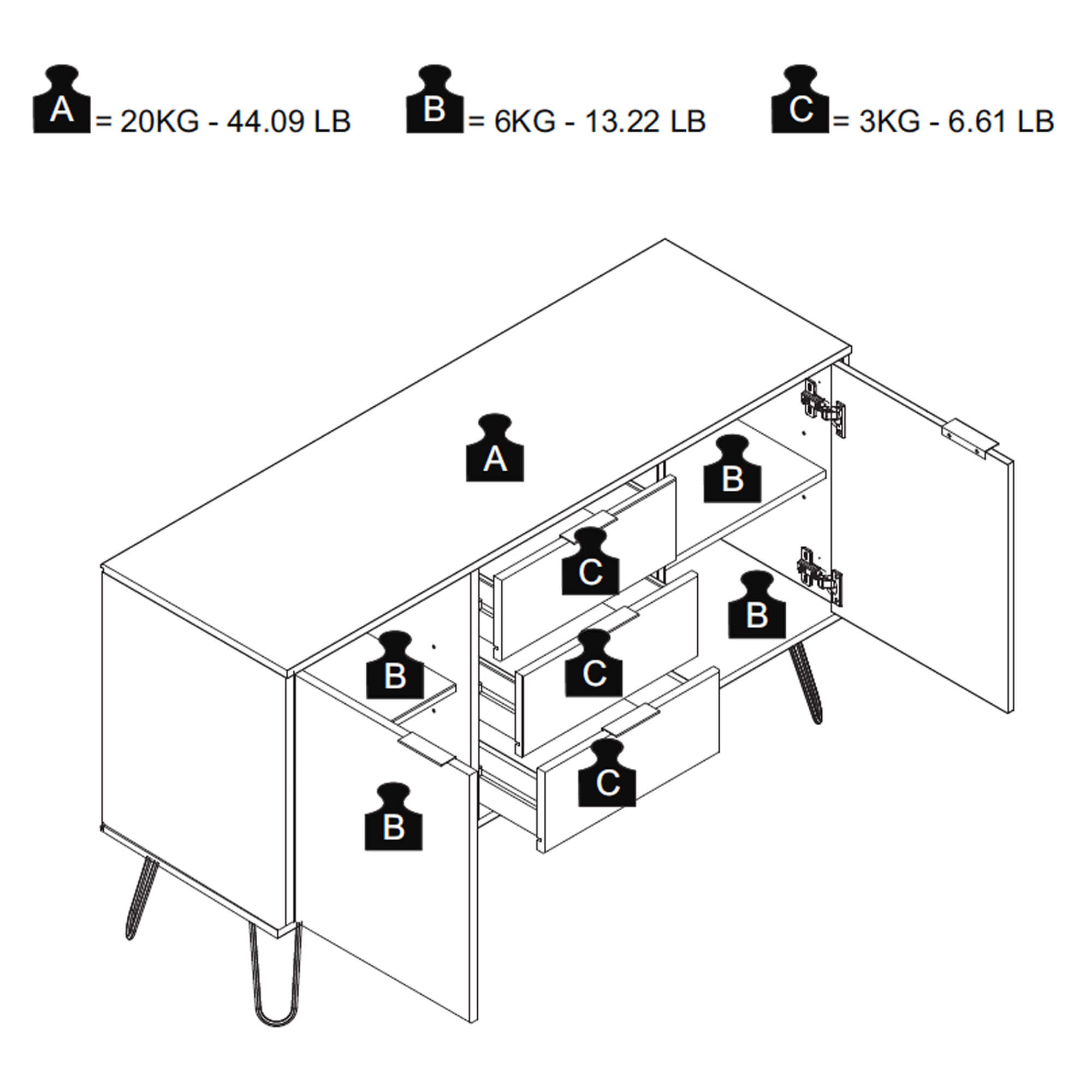 362519---Aparador-CASSIE-com-2-portas-e-3-gavetas---Branco-e-Preto