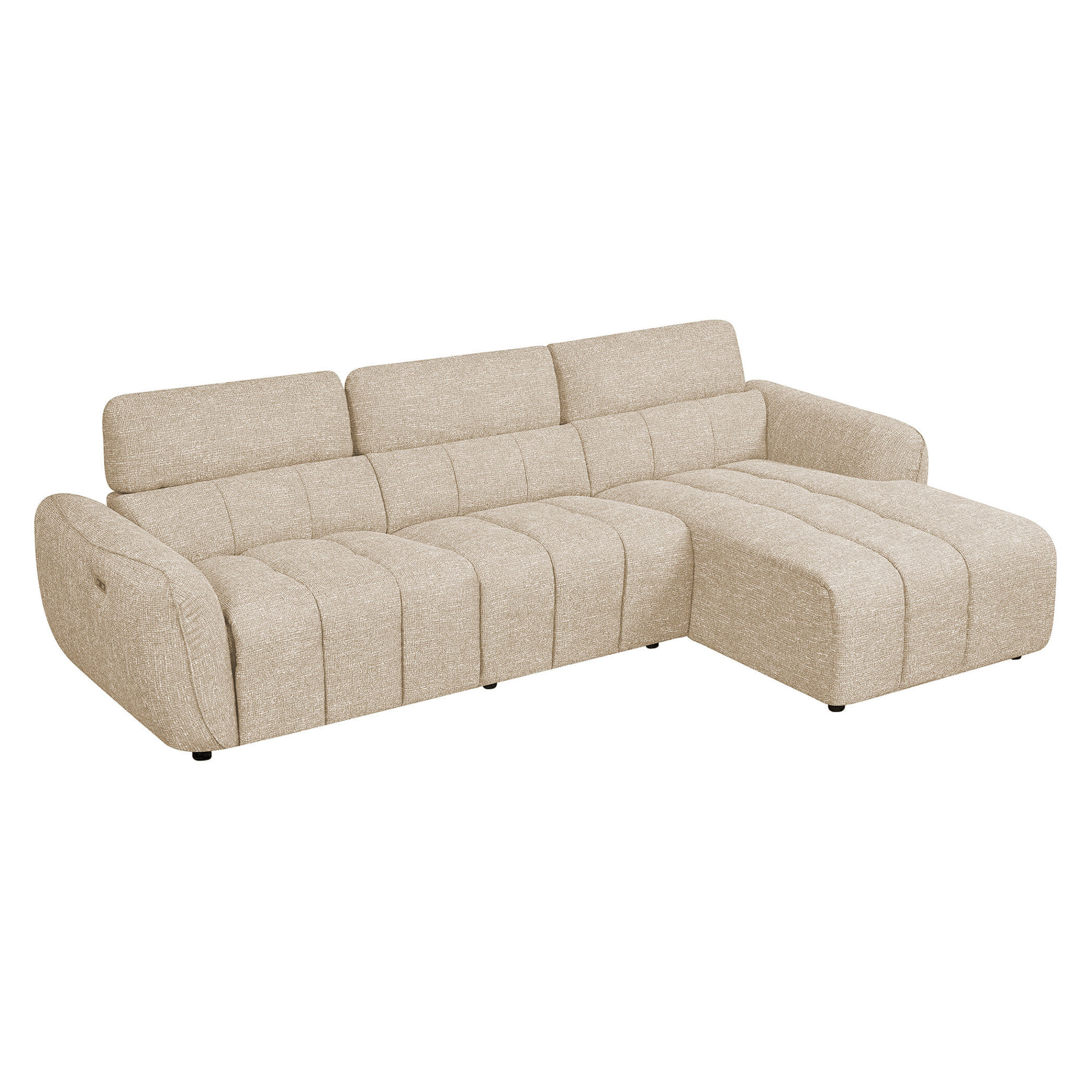 Sofa-chaise-longue-ASPEN-relax-eletrico-Bege-Claro---Direita