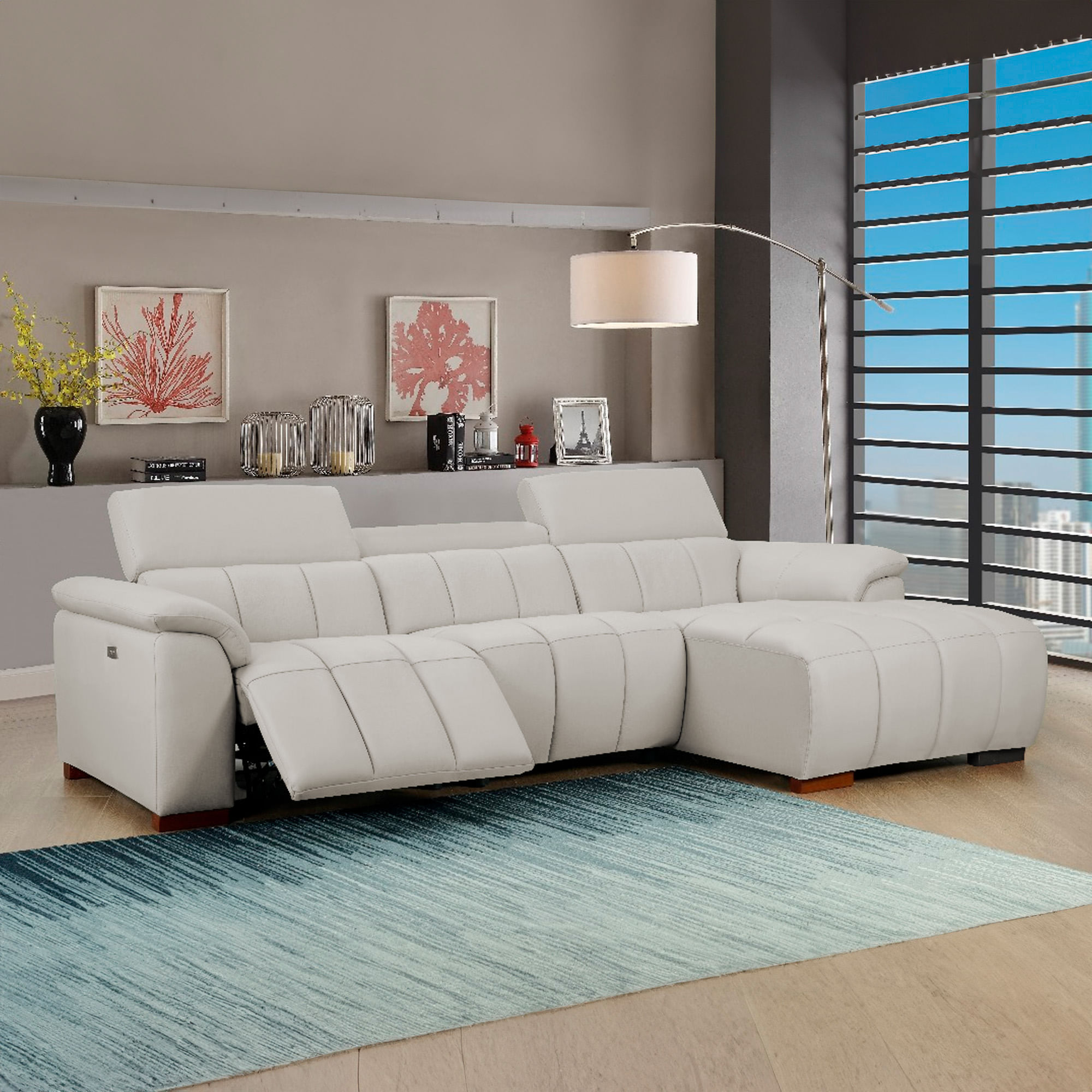 Sofa-chaise-longue-MADAGASCAR-relax-eletrico-Cinzento-Claro---Direita