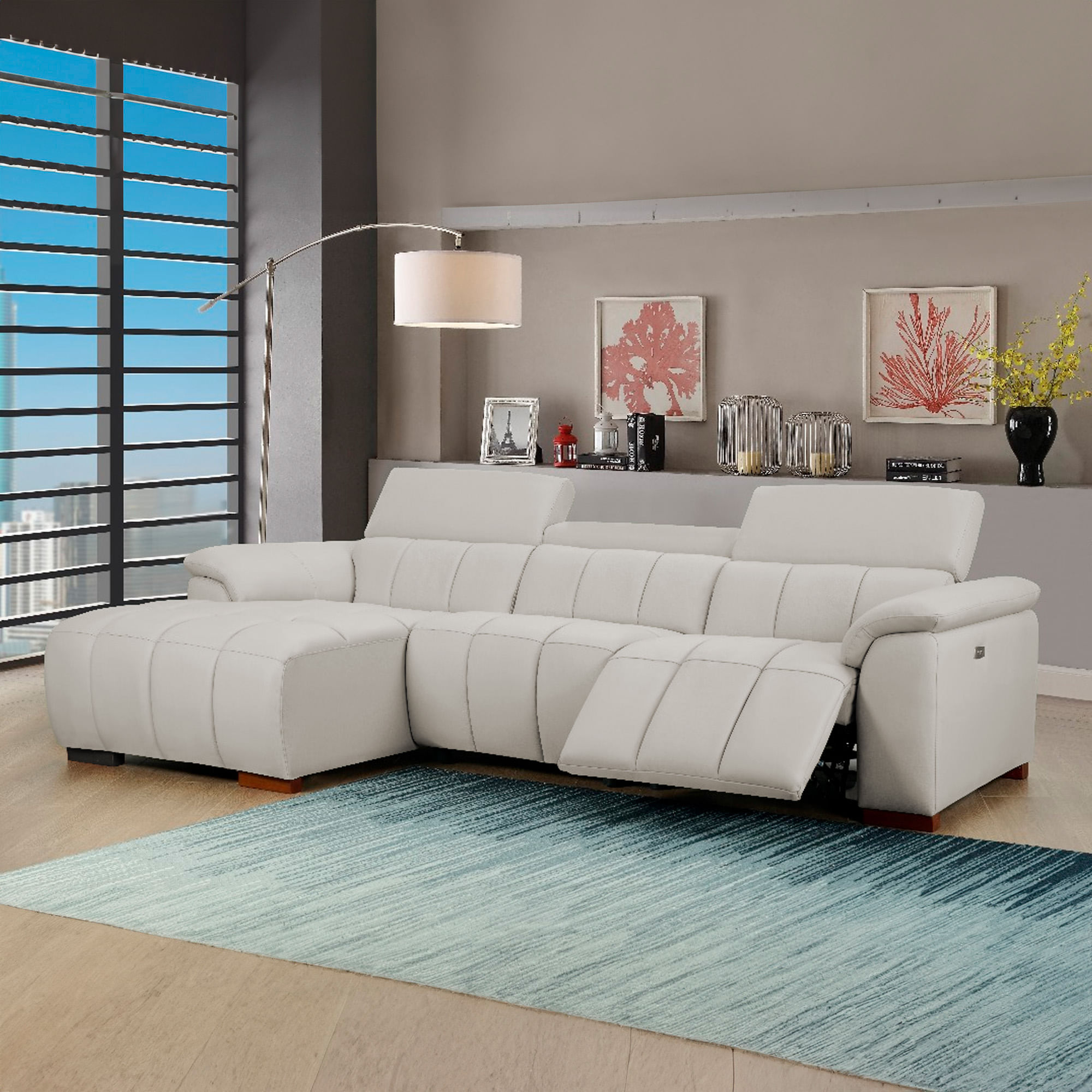 Sofa-chaise-longue-MADAGASCAR-relax-eletrico-Cinzento-Claro---Esquerda
