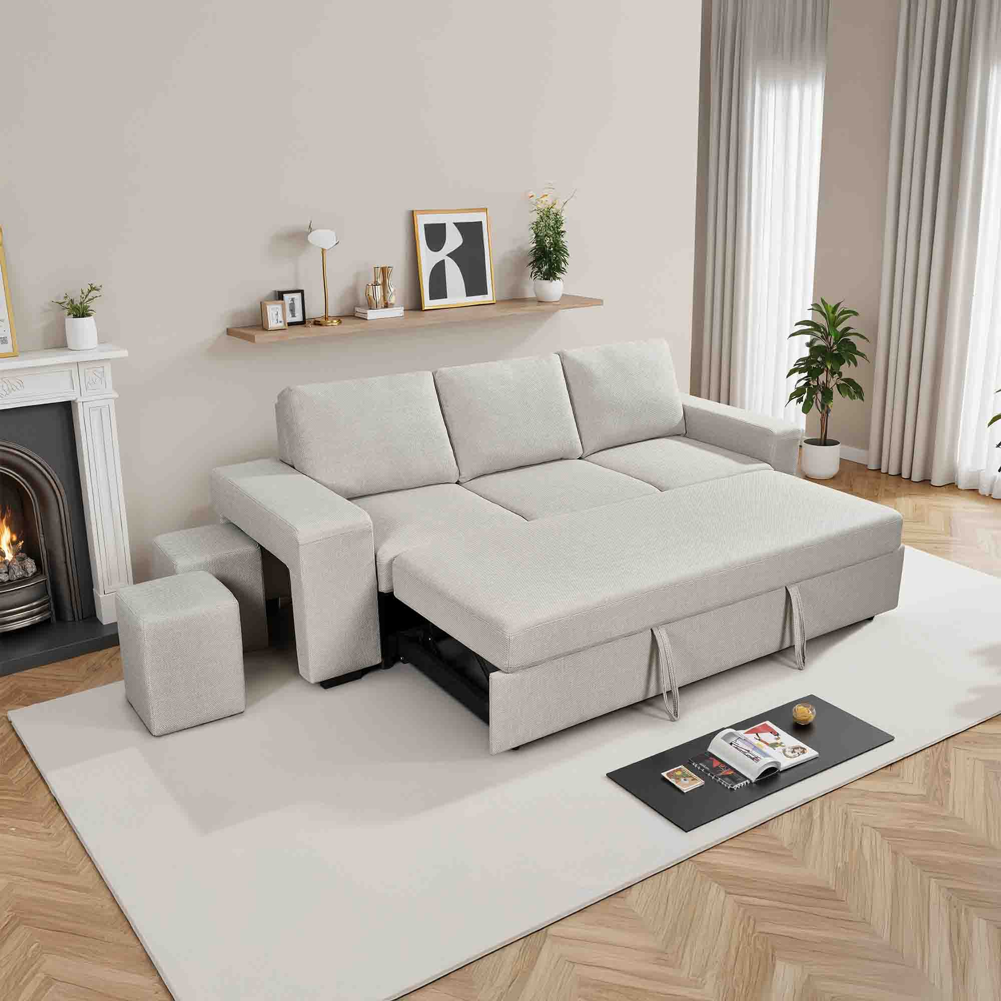 Sofa-3-lugares-SUSAN-II-com-cama-e-puffs----Cinzento-Perola