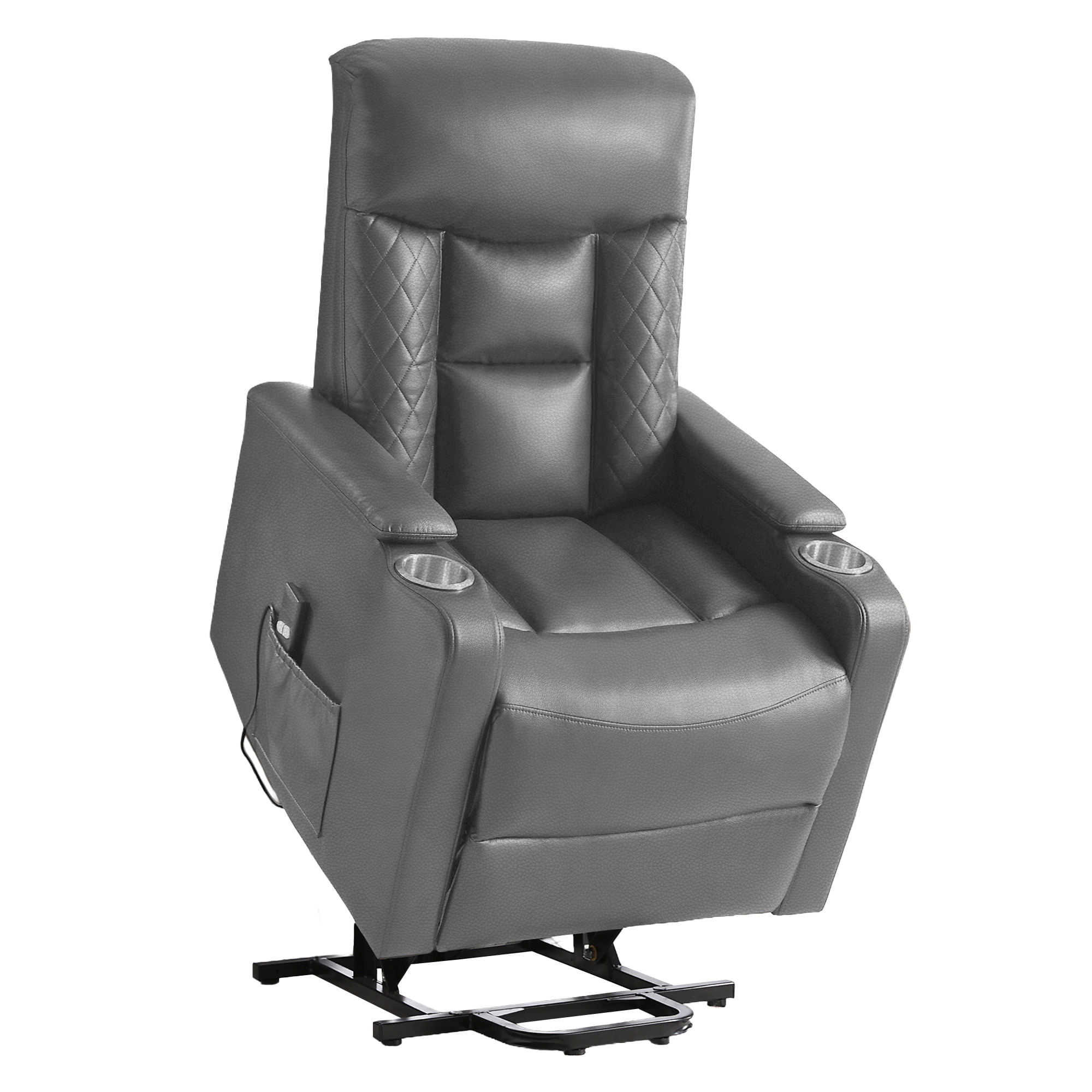 Poltrona-reclinavel-relax-LIFT-II-eletrica-Cinzento-Escuro--Pele-Sintetica-