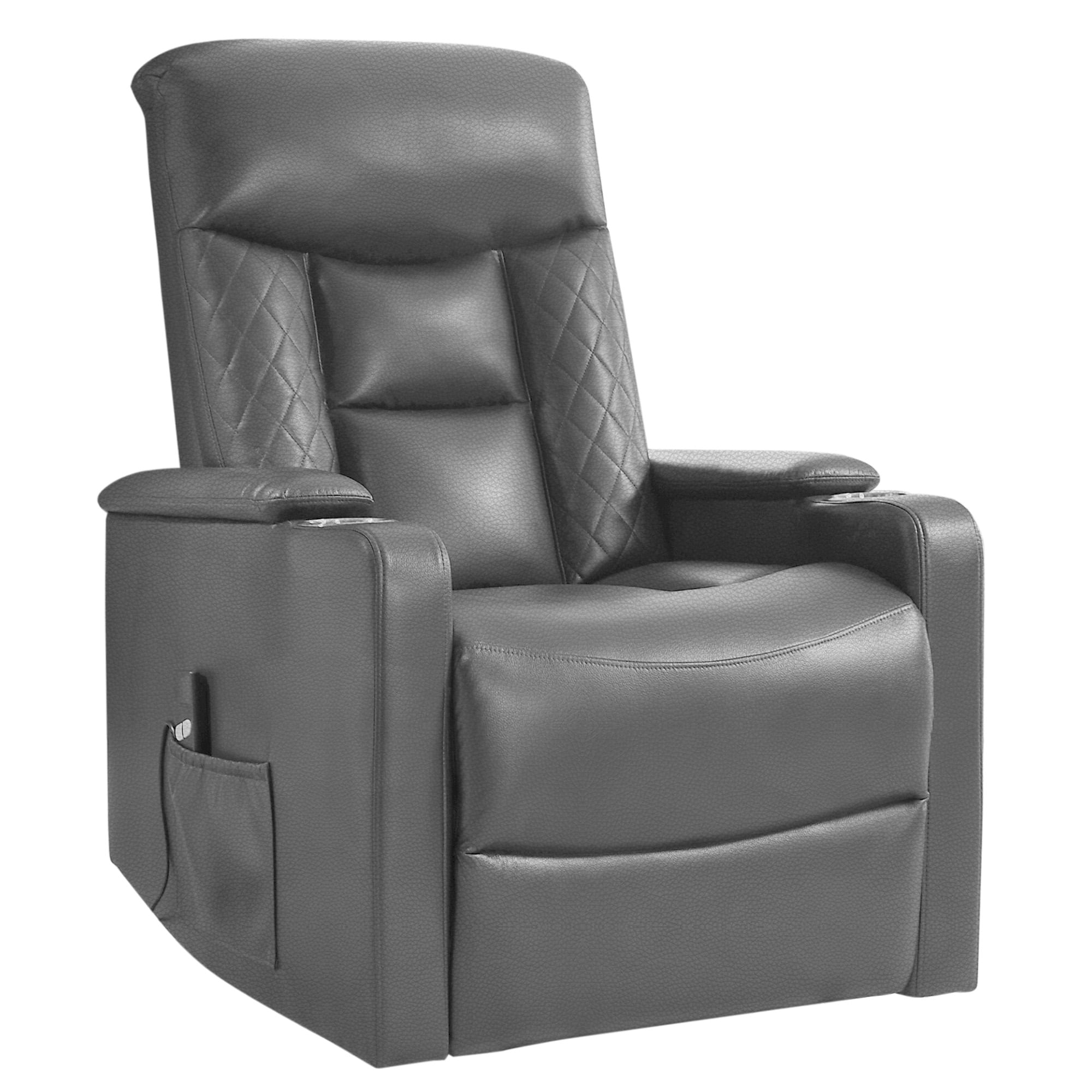 Poltrona-reclinavel-relax-LIFT-II-eletrica-Cinzento-Escuro--Pele-Sintetica-