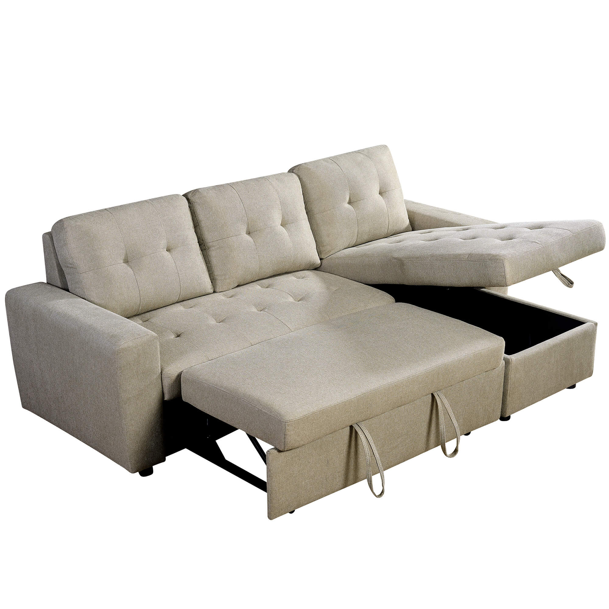 Sofa-chaise-longue-reversivel-FABIANA-II-com-cama-e-bau---Bege
