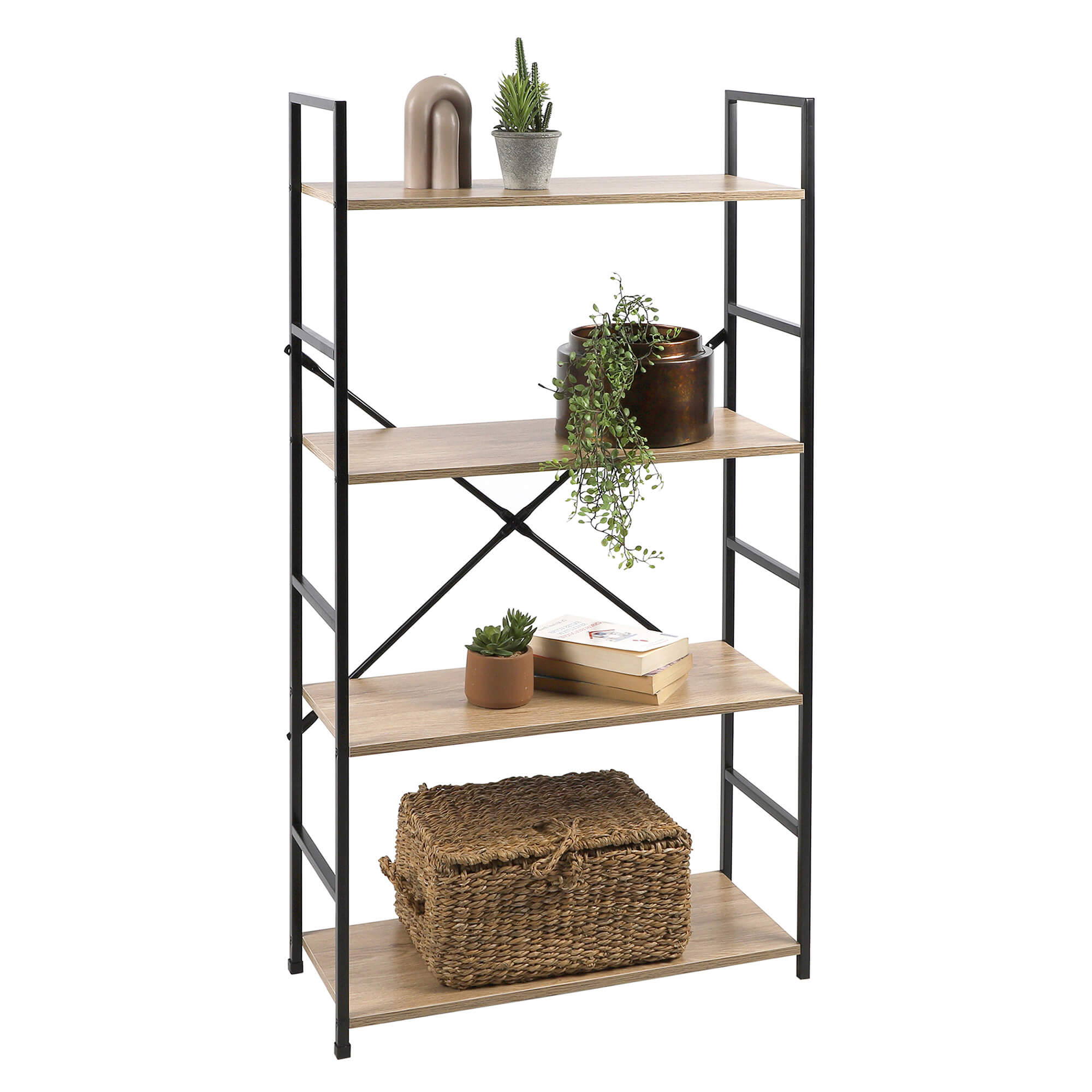 Estante-COLORADO-com-4-prateleiras--585cm--Carvalho-e-Preto