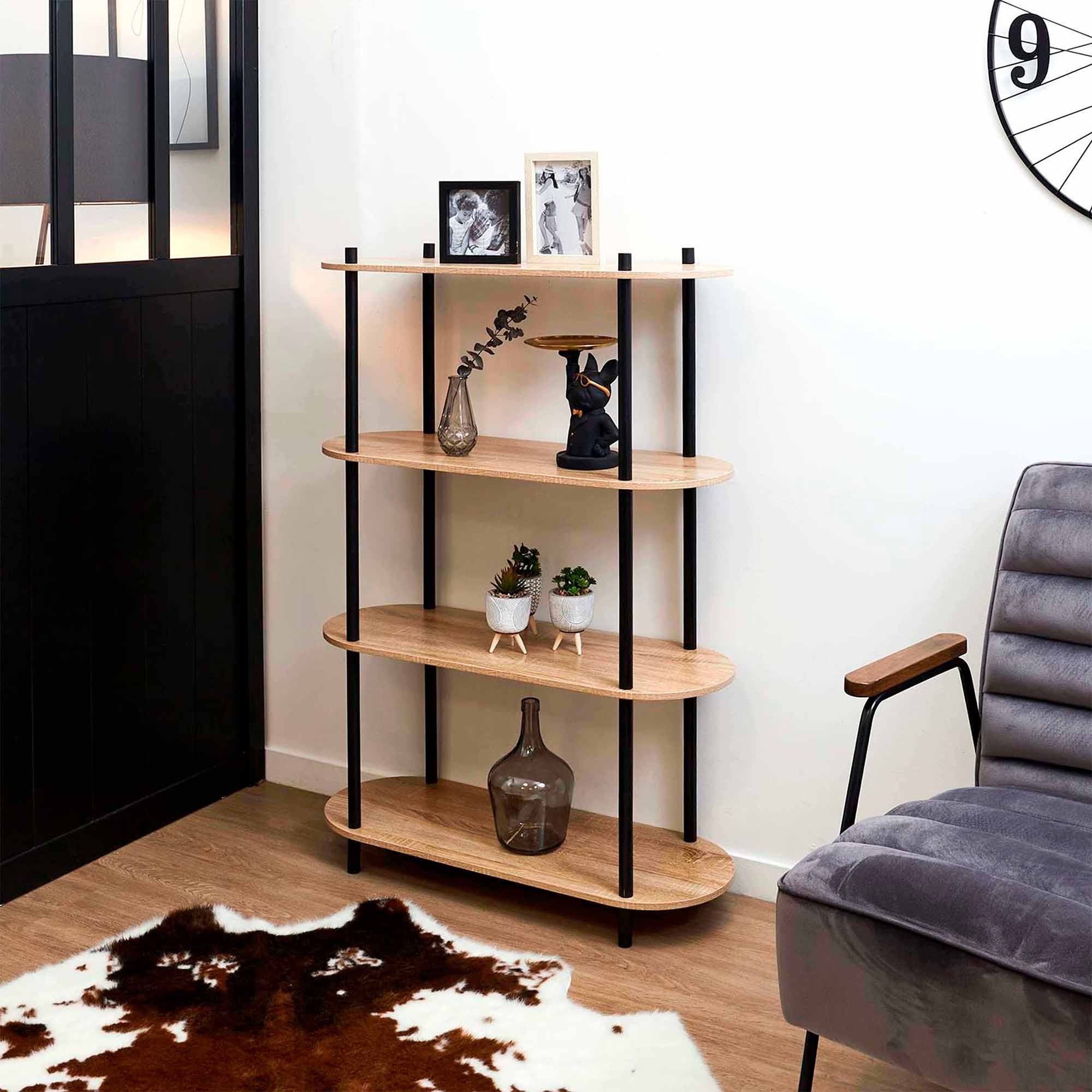 Estante-COBE-compacta-113-cm---Carvalho-e-Preto