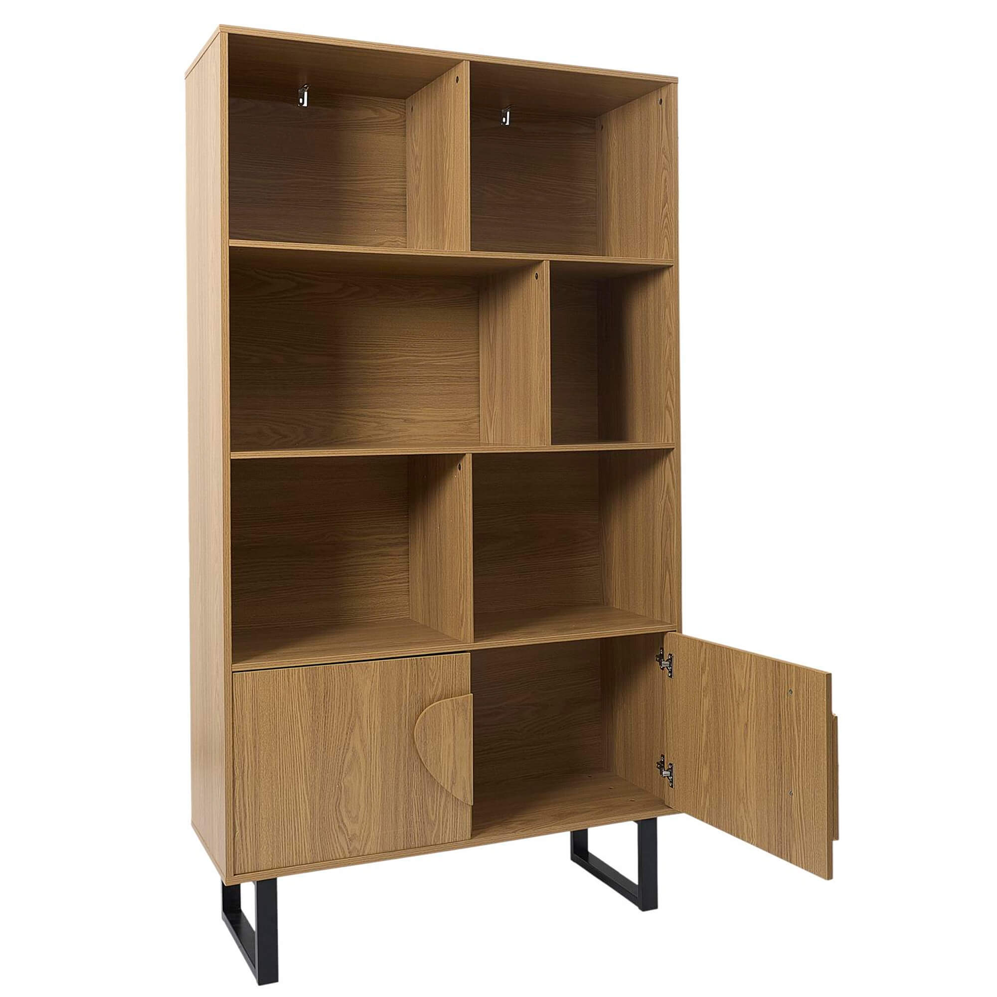 Estante-CALYPSO-com-2-portas-e-3-prateleiras-Carvalho-e-Preto