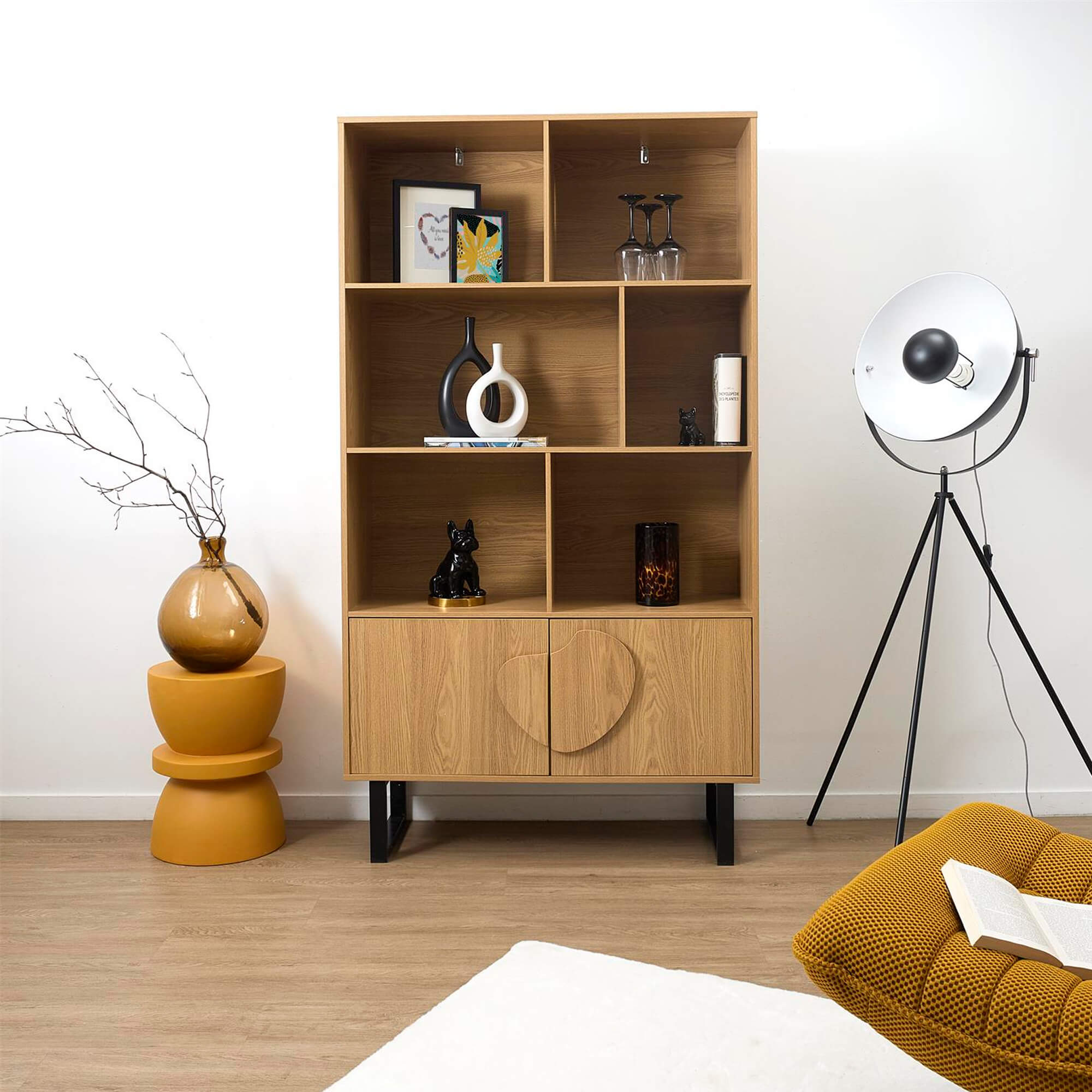Estante-CALYPSO-com-2-portas-e-3-prateleiras-Carvalho-e-Preto