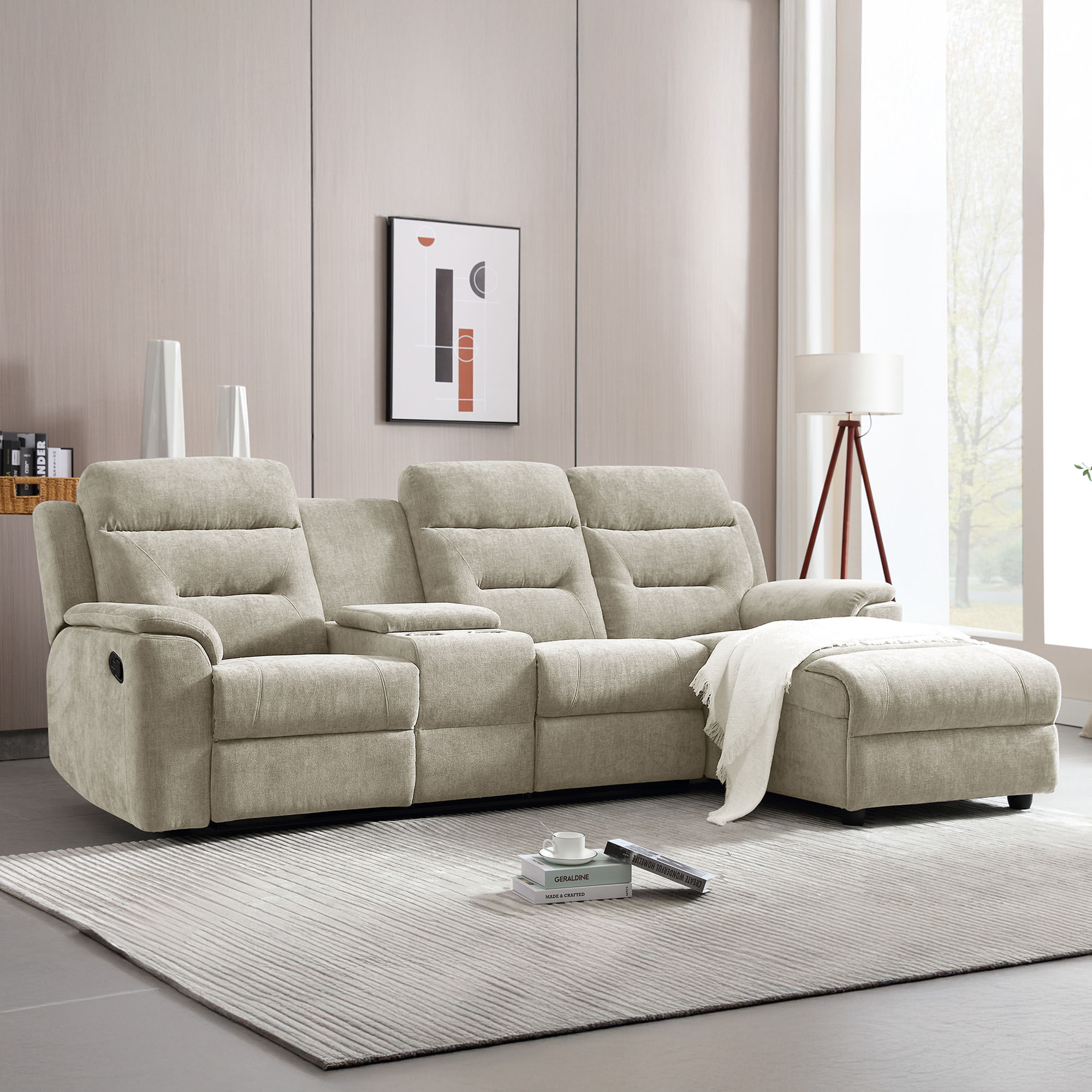 Sofa-chaise-longue-NAMIE-relax-manual-Aveia---Direita