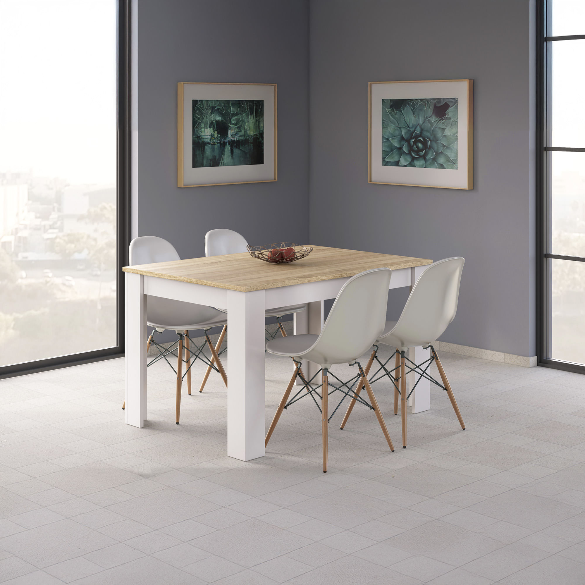 Mesa-extensivel-BARCELONA--140-190-cm---Branco-Mate-e-Carvalho