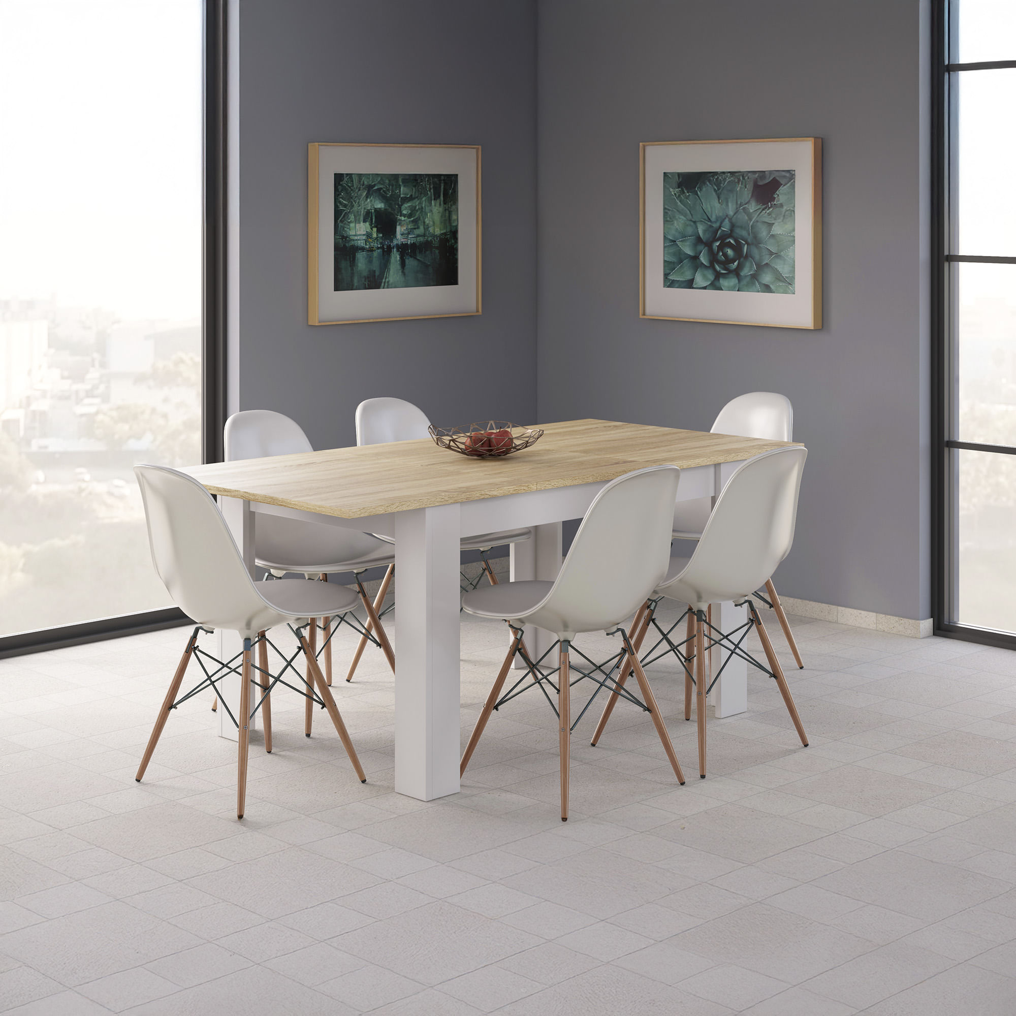 Mesa-extensivel-BARCELONA--140-190-cm---Branco-Mate-e-Carvalho