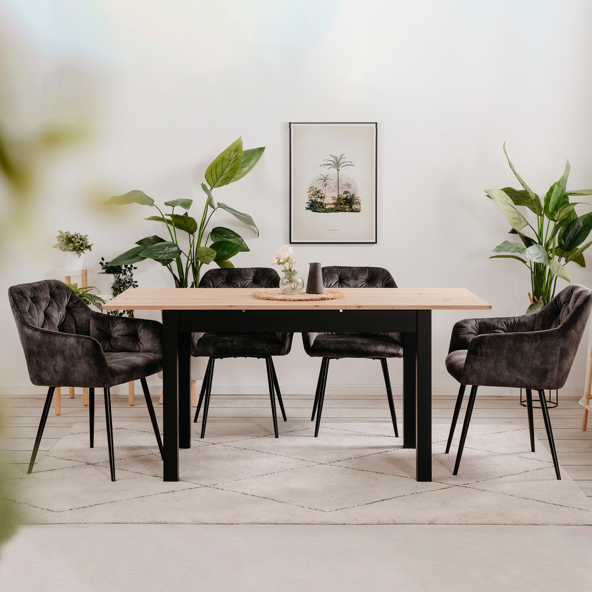 Mesa-extensivel-COBURG--120-160cm--Preto-e-Carvalho-Artesanato