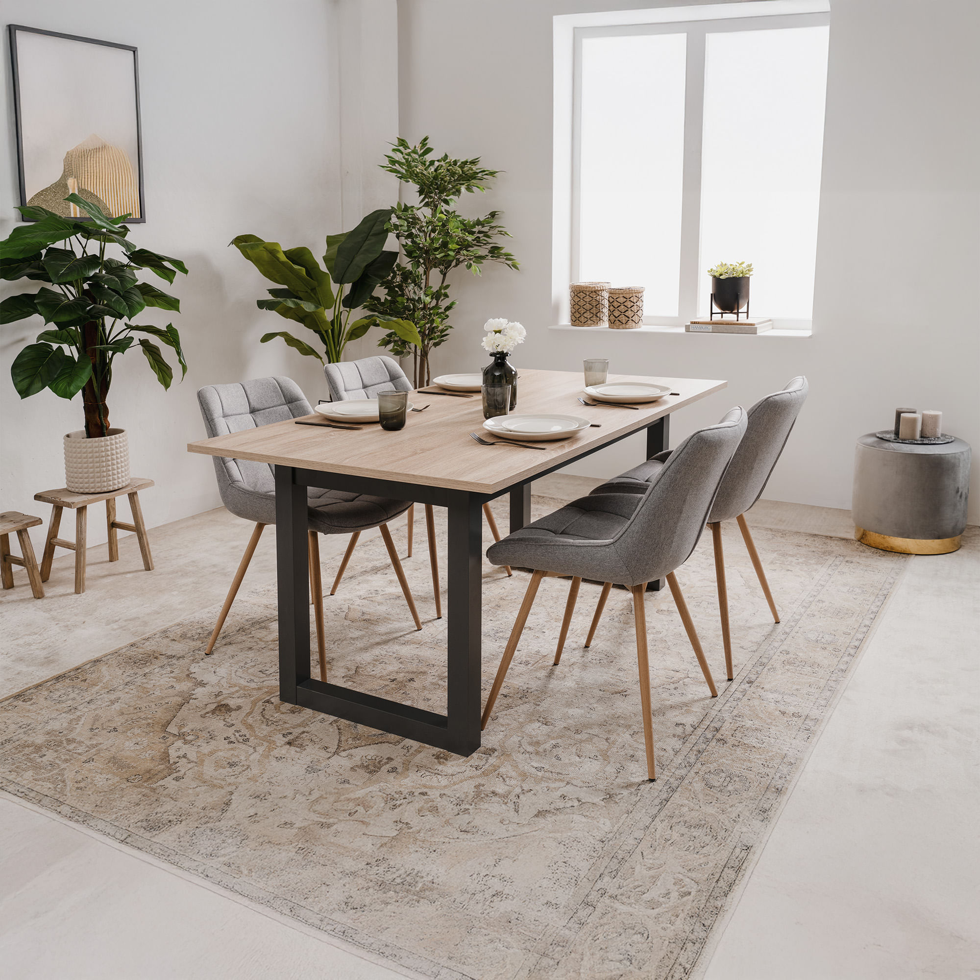 Mesa-extensivel-DENVER--160-200-cm--Antracite-e-Carvalho-Artesanato