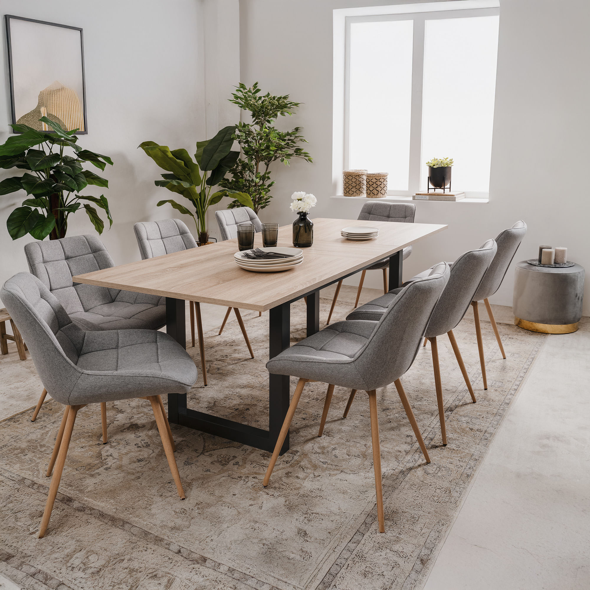 Mesa-extensivel-DENVER--160-200-cm--Antracite-e-Carvalho-Artesanato