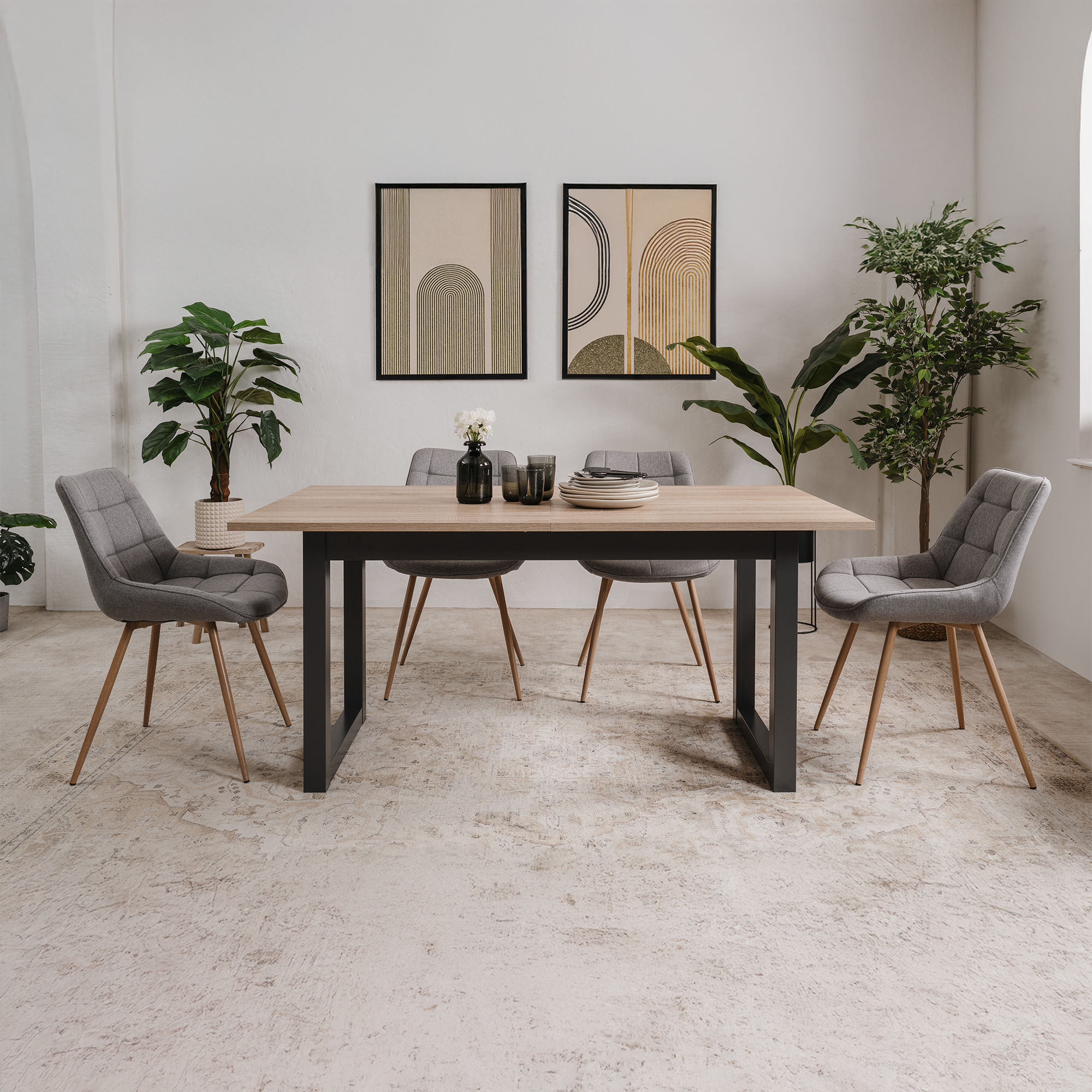 Mesa-extensivel-DENVER--160-200-cm--Antracite-e-Carvalho-Artesanato