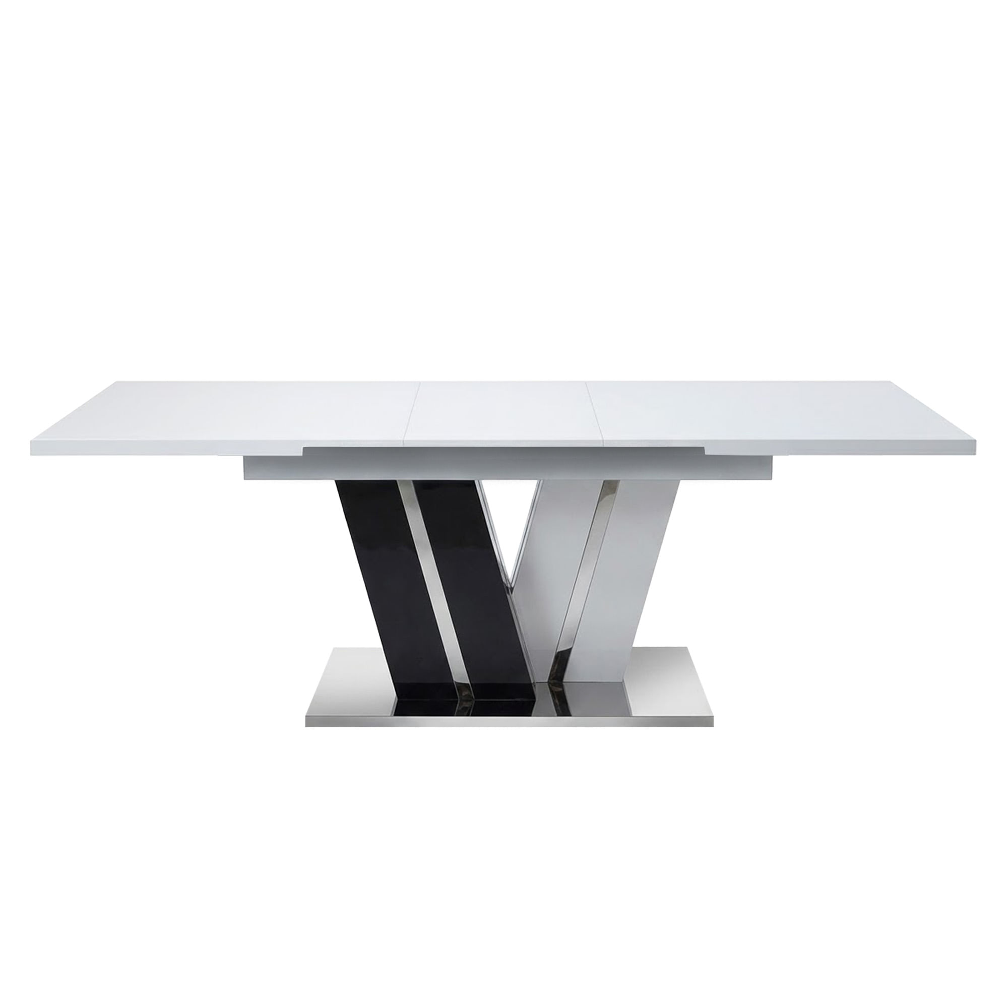 Mesa-extensivel-NAOMI--180-220-cm--Branco-Brilho-e-Preto