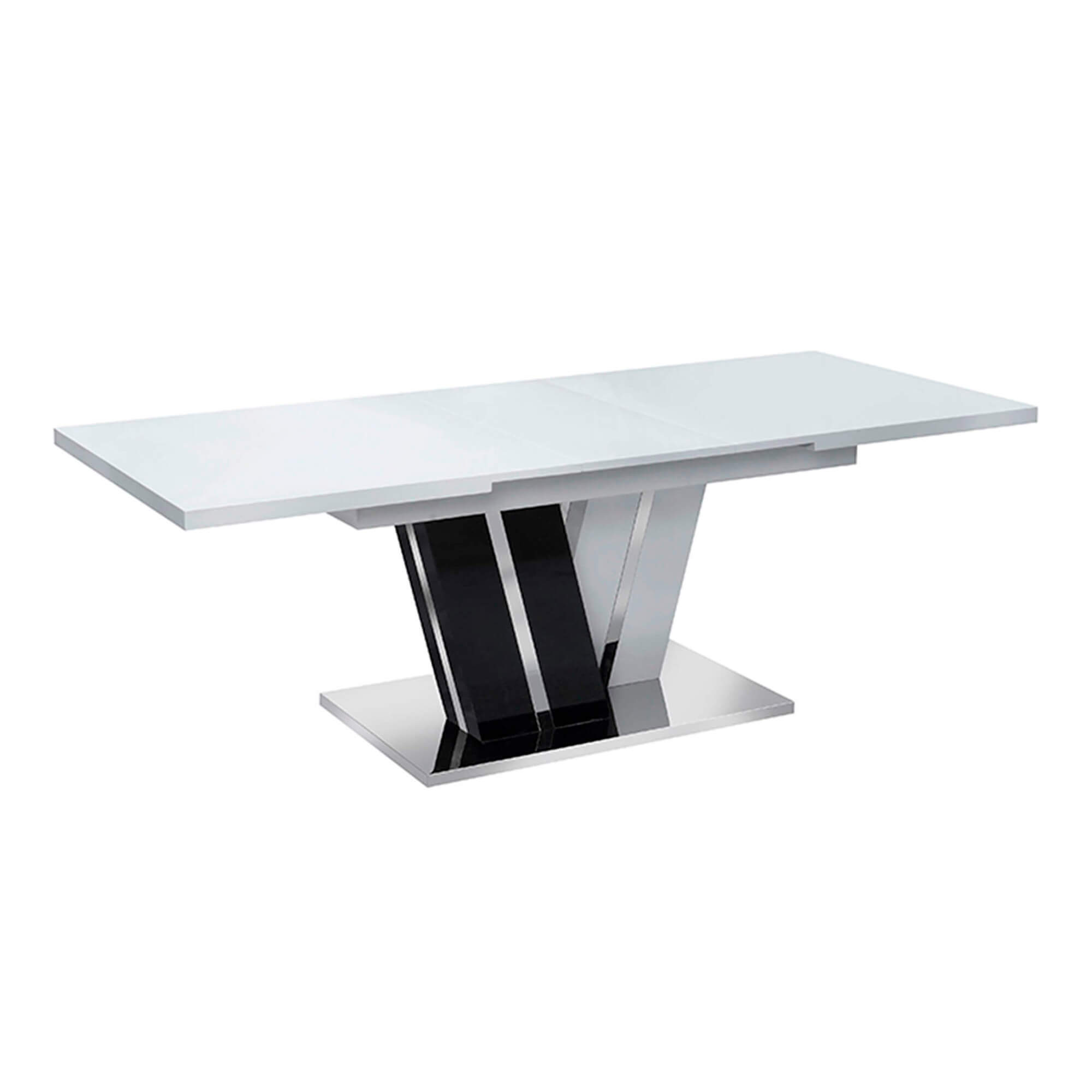 Mesa-extensivel-NAOMI--180-220-cm--Branco-Brilho-e-Preto