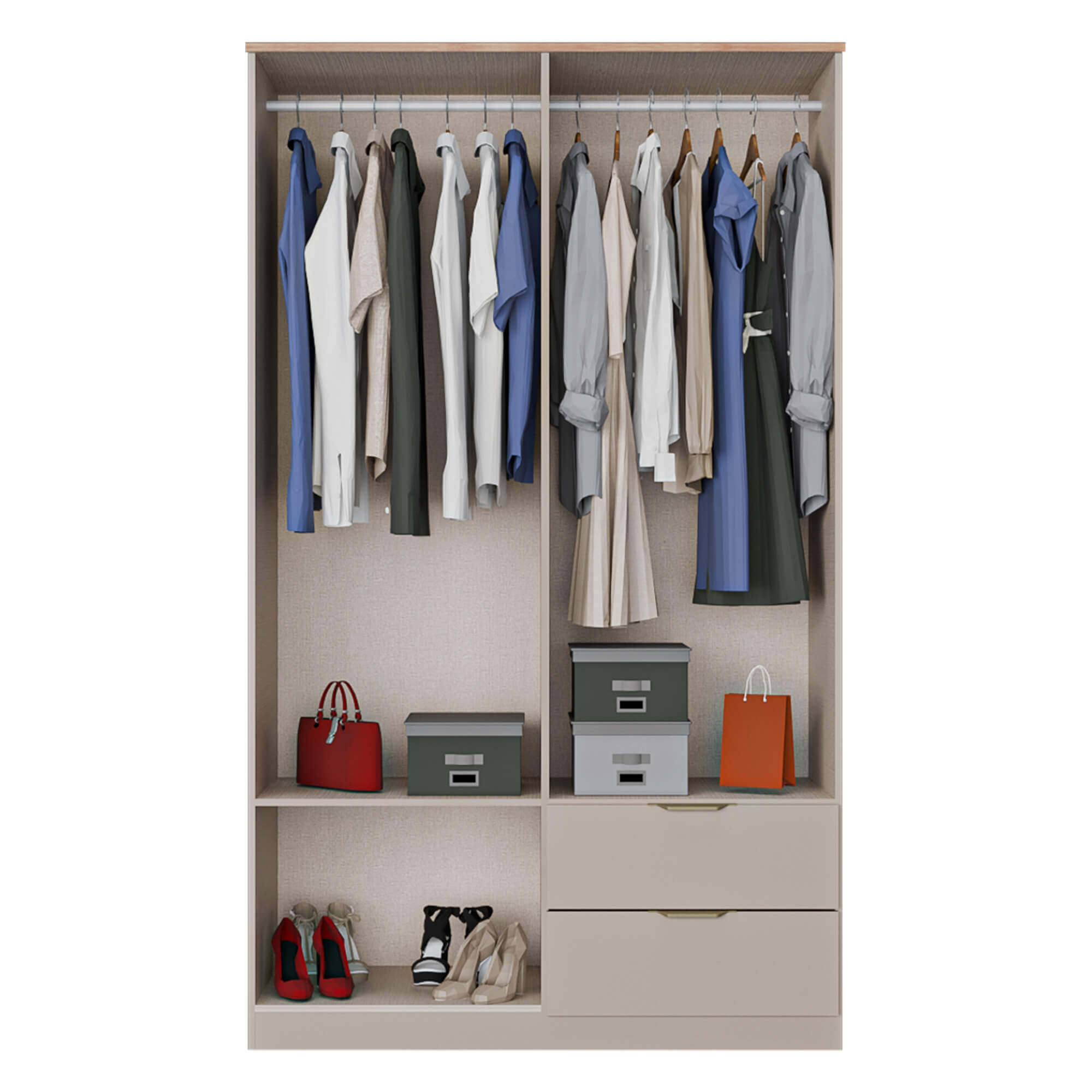 Roupeiro-ALENA-com-4-portas-e-2-gavetas--Amendoa-e-Carvalho-Artesanato