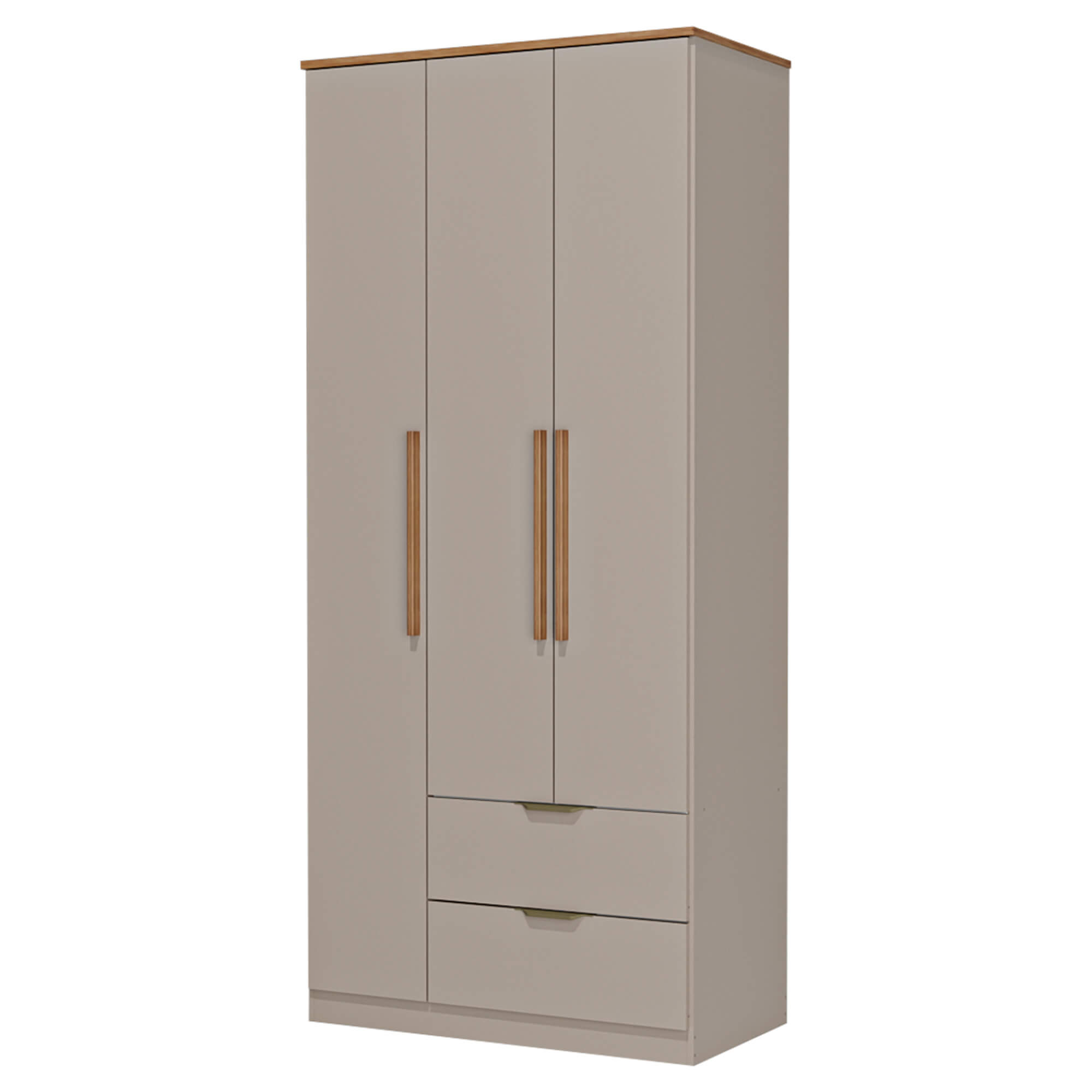 Roupeiro-ALENA-com-3-portas-e-2-gavetas-Amendoa-e-Carvalho-Artesanato
