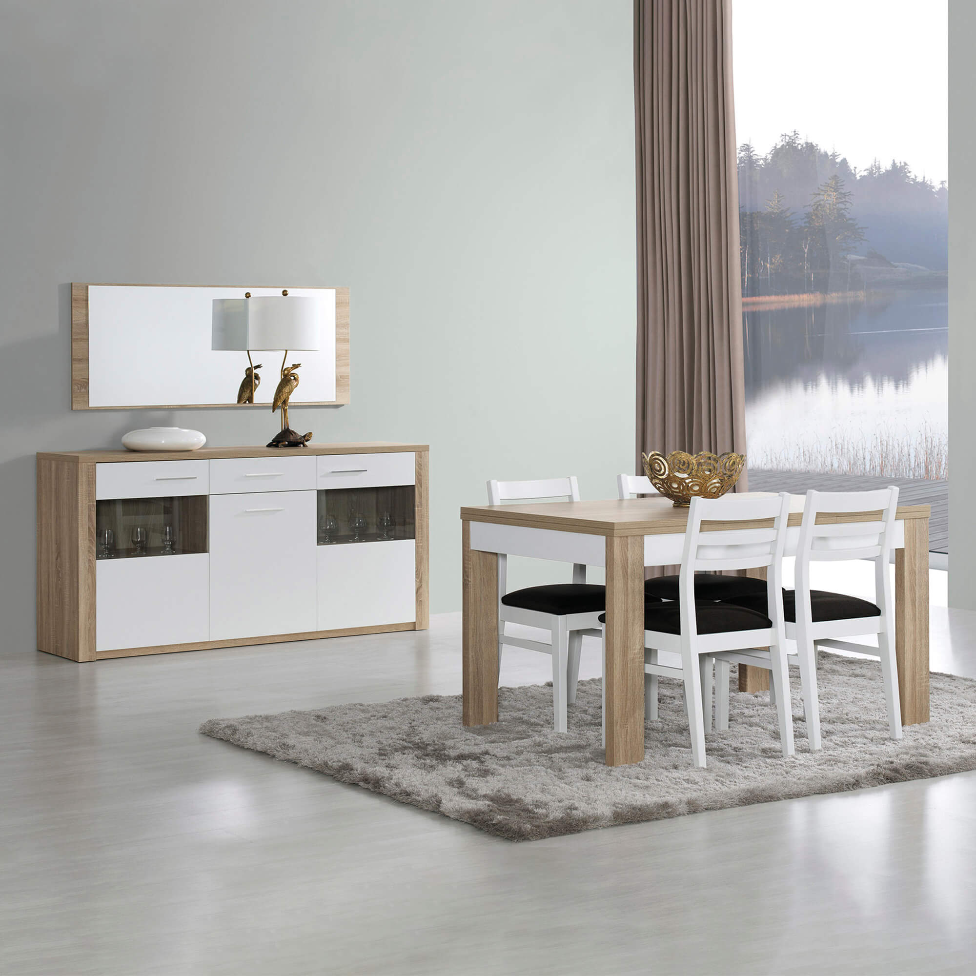 Mesa-extensivel-PARIS--140-230-cm--Carvalho-e-Branco