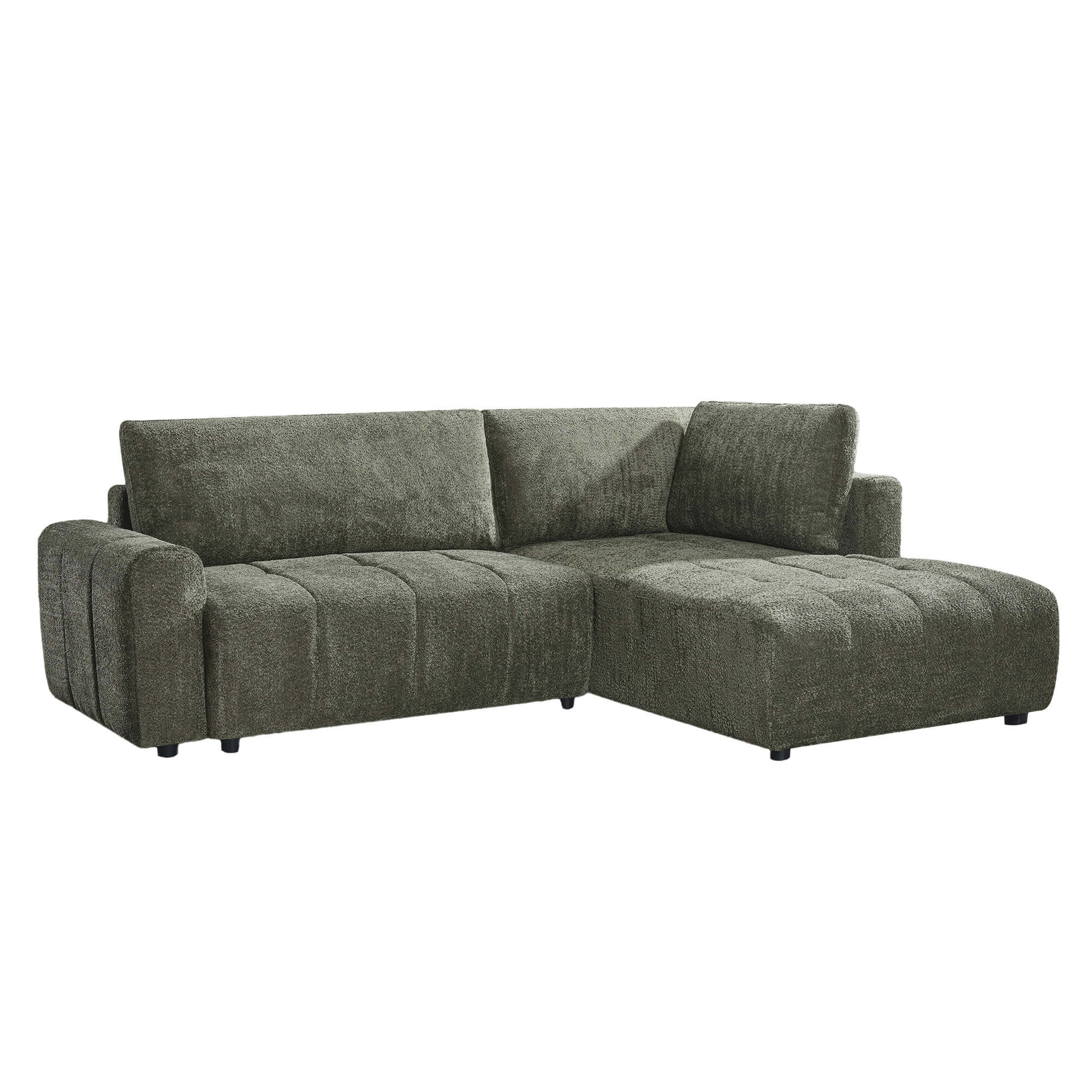 Sofa-chaise-longue-BRAD-com-cama-Verde-Oliva-Escuro---Direita