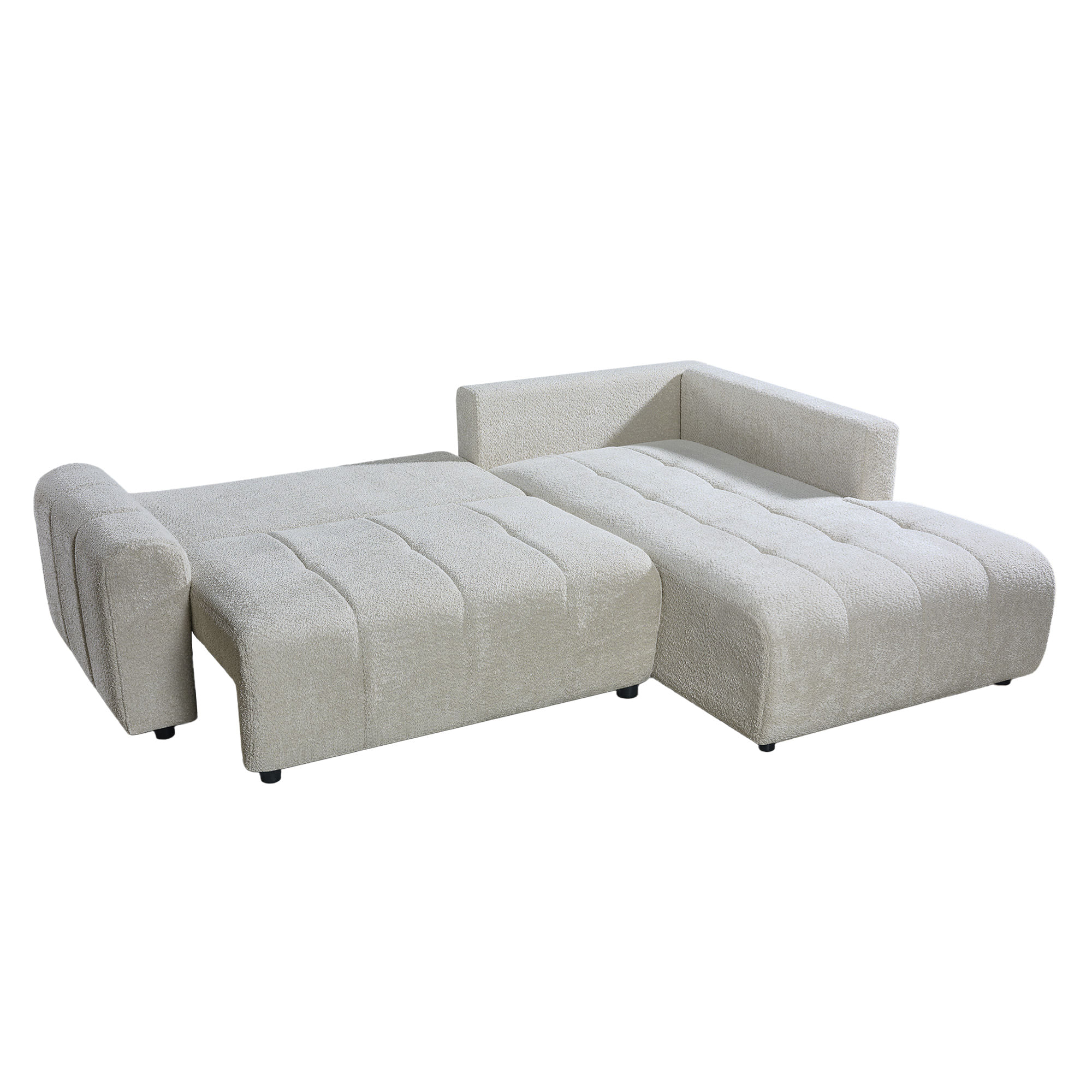 Sofa-chaise-longue-BRAD-com-cama-Bege-Claro---Direita
