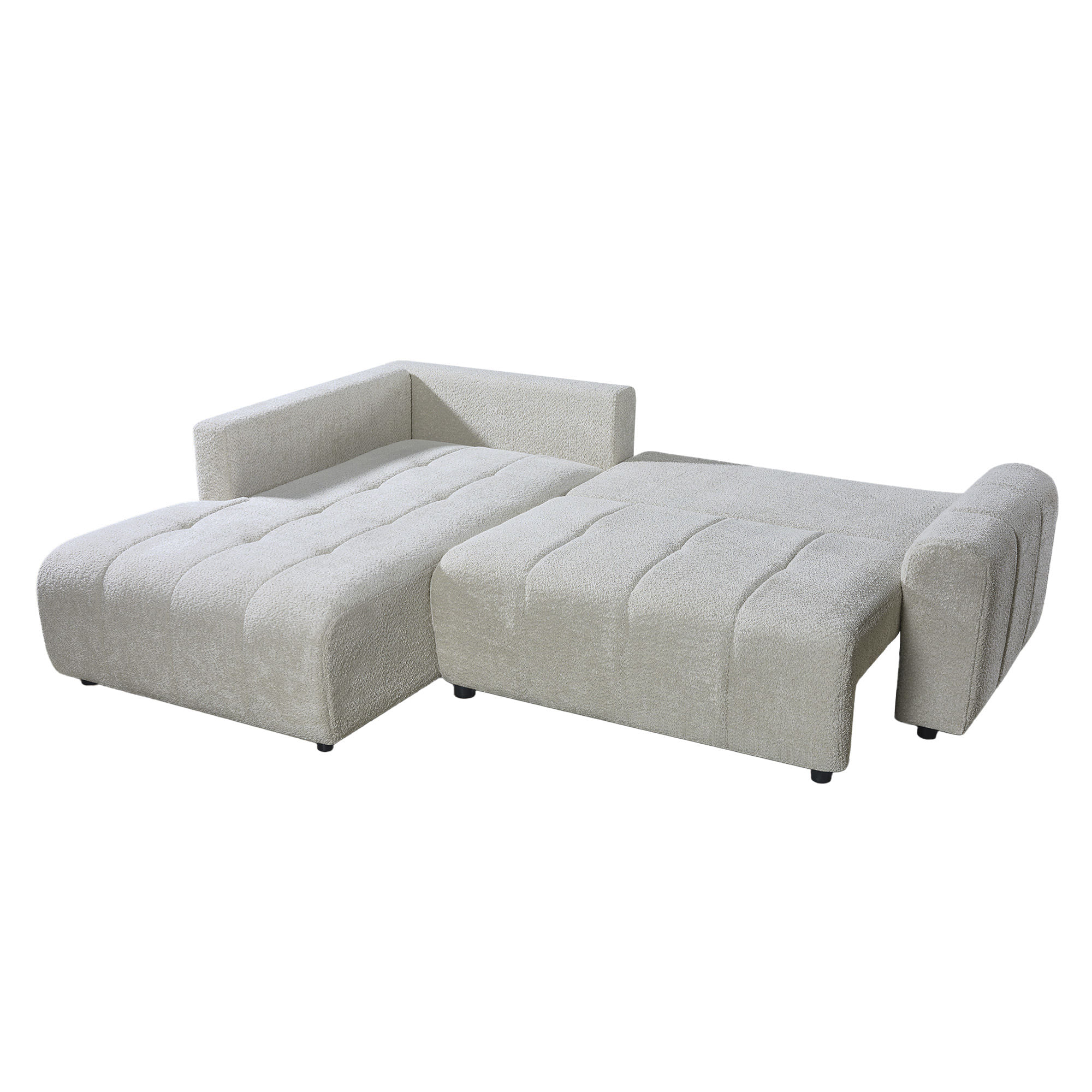 Sofa-chaise-longue-BRAD-com-cama-Bege-Claro---Esquerda