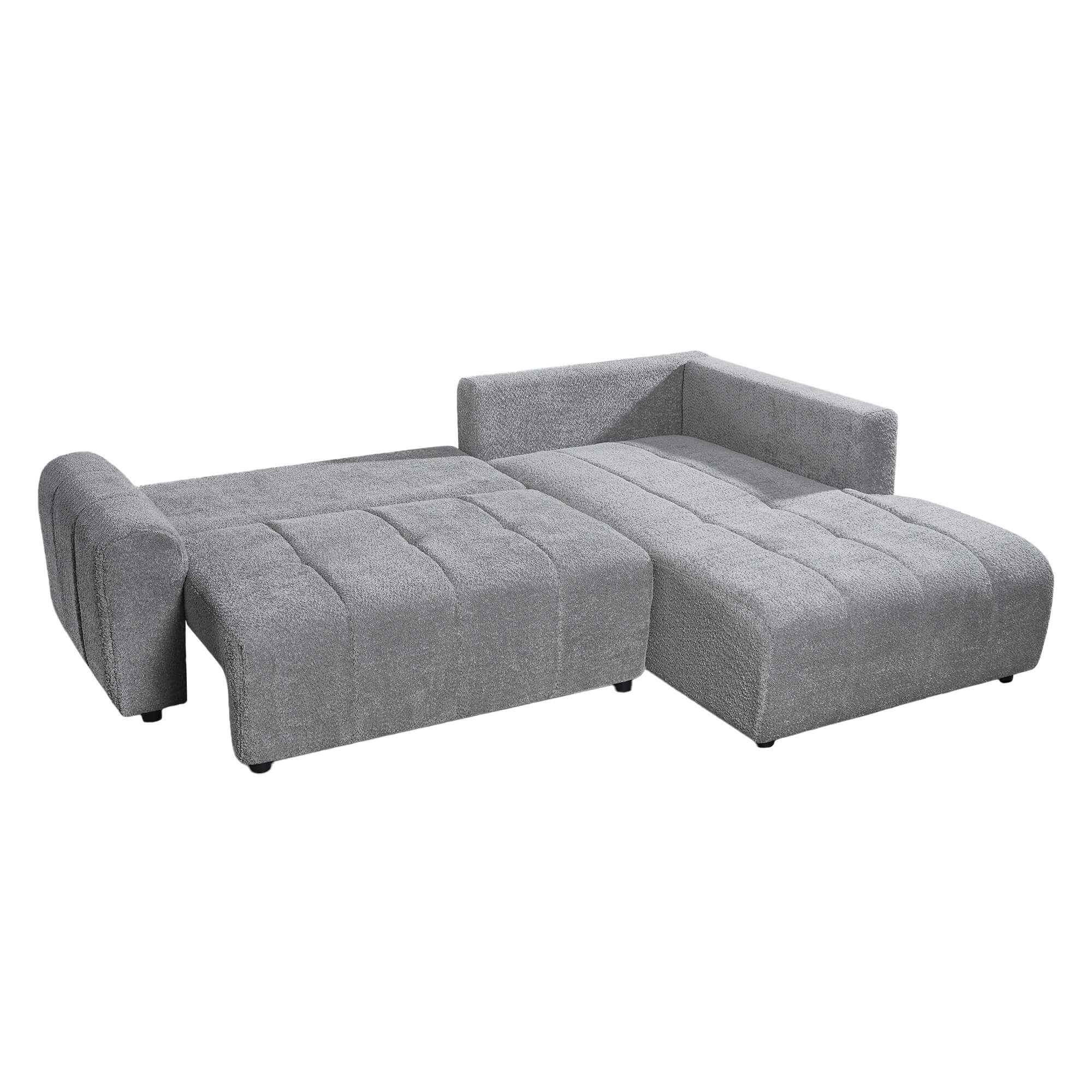 Sofa-chaise-longue-BRAD-com-cama-Cinzento---Direita