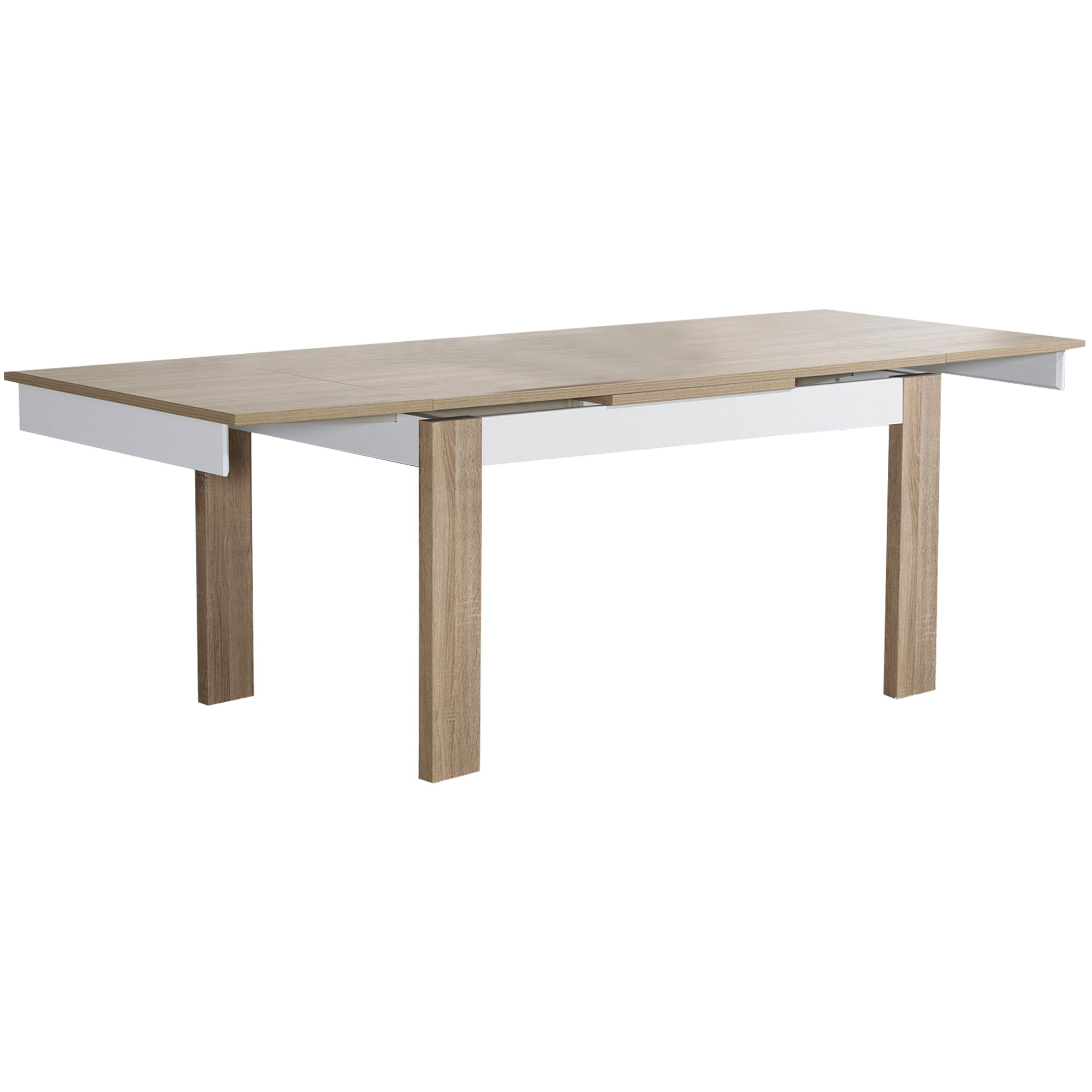Pack-mesa-extensivel-PARIS---4-cadeiras-JULE-Carvalho-Natura-e-Branco