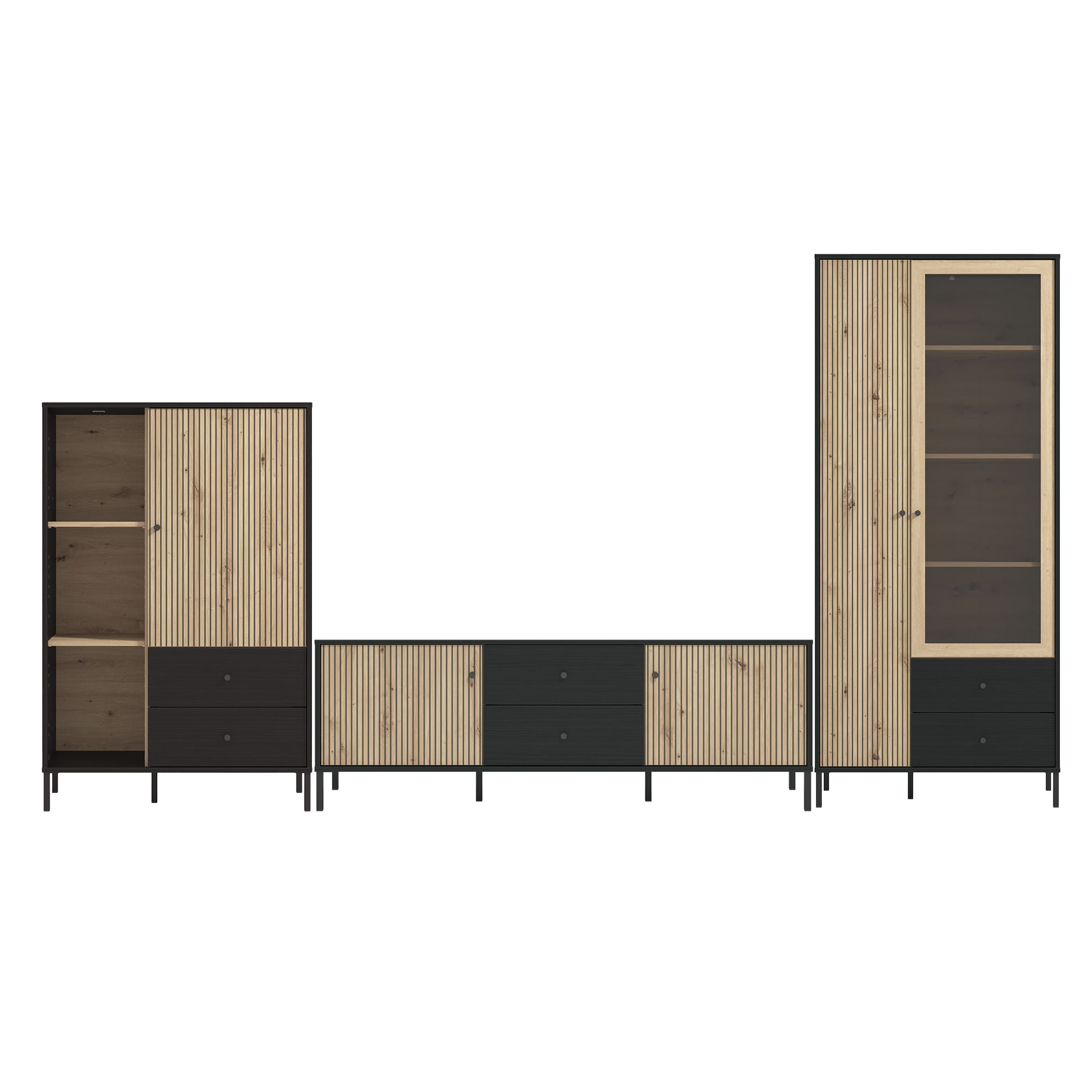 Pack-sala-de-estar-CORREZE-Carvalho-Artesanato-e-Preto-Mate