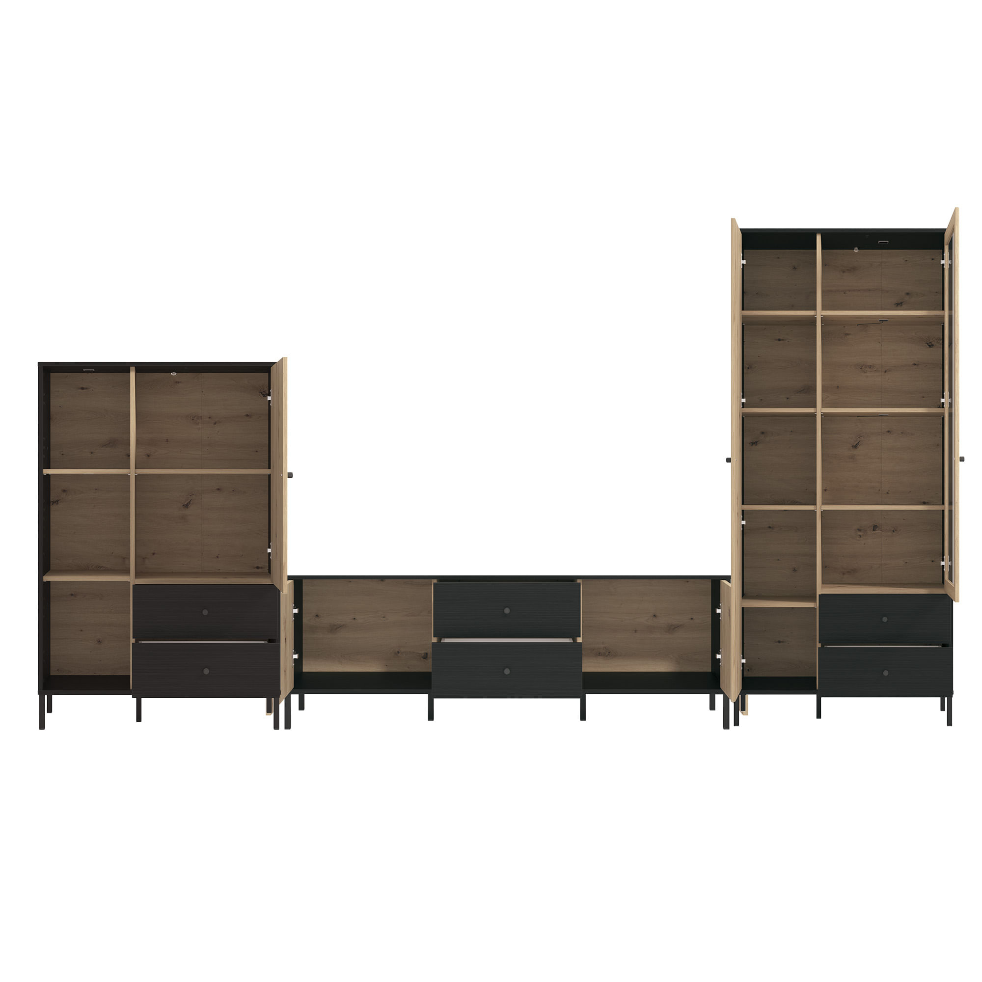 Pack-sala-de-estar-CORREZE-Carvalho-Artesanato-e-Preto-Mate