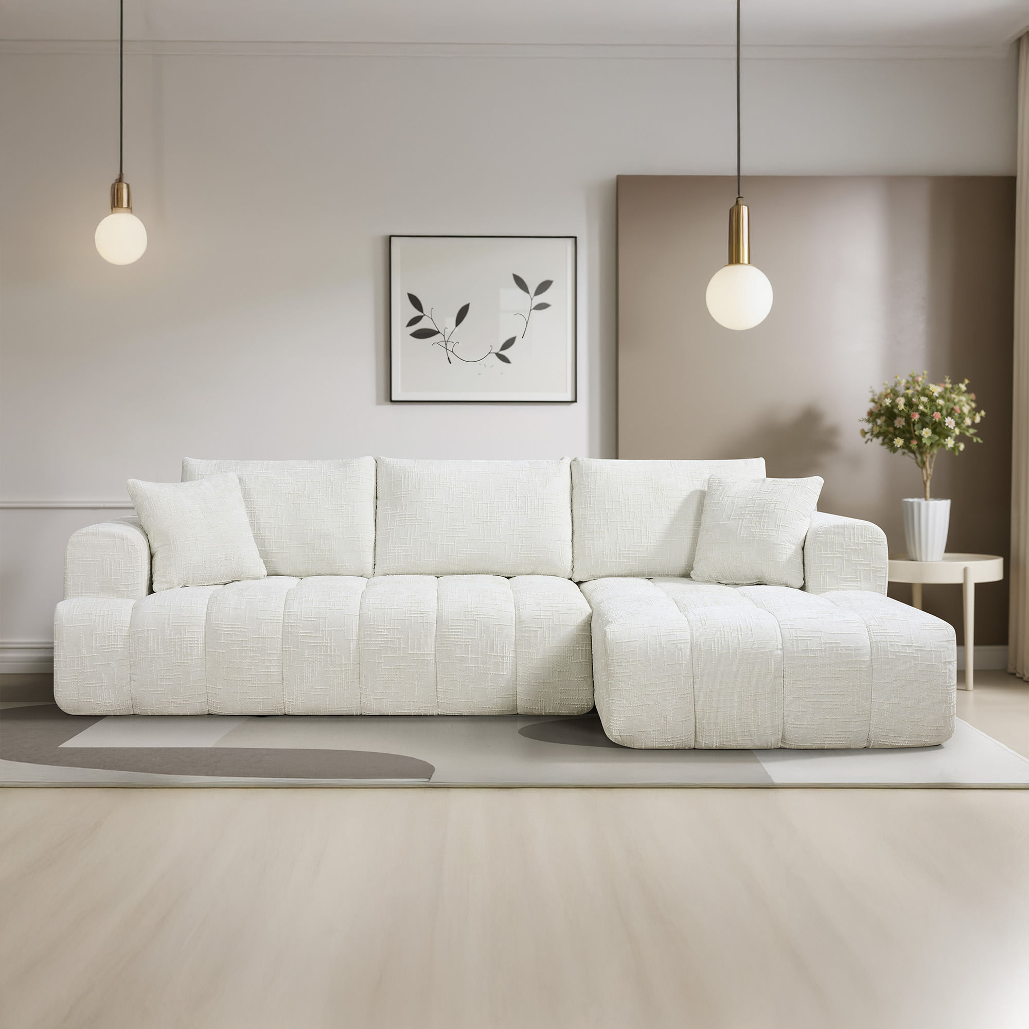Sofas-POP-UP--Sofa-chaise-longue-OAKLAND-embalado-a-vacuo-Bege-Claro---Direita