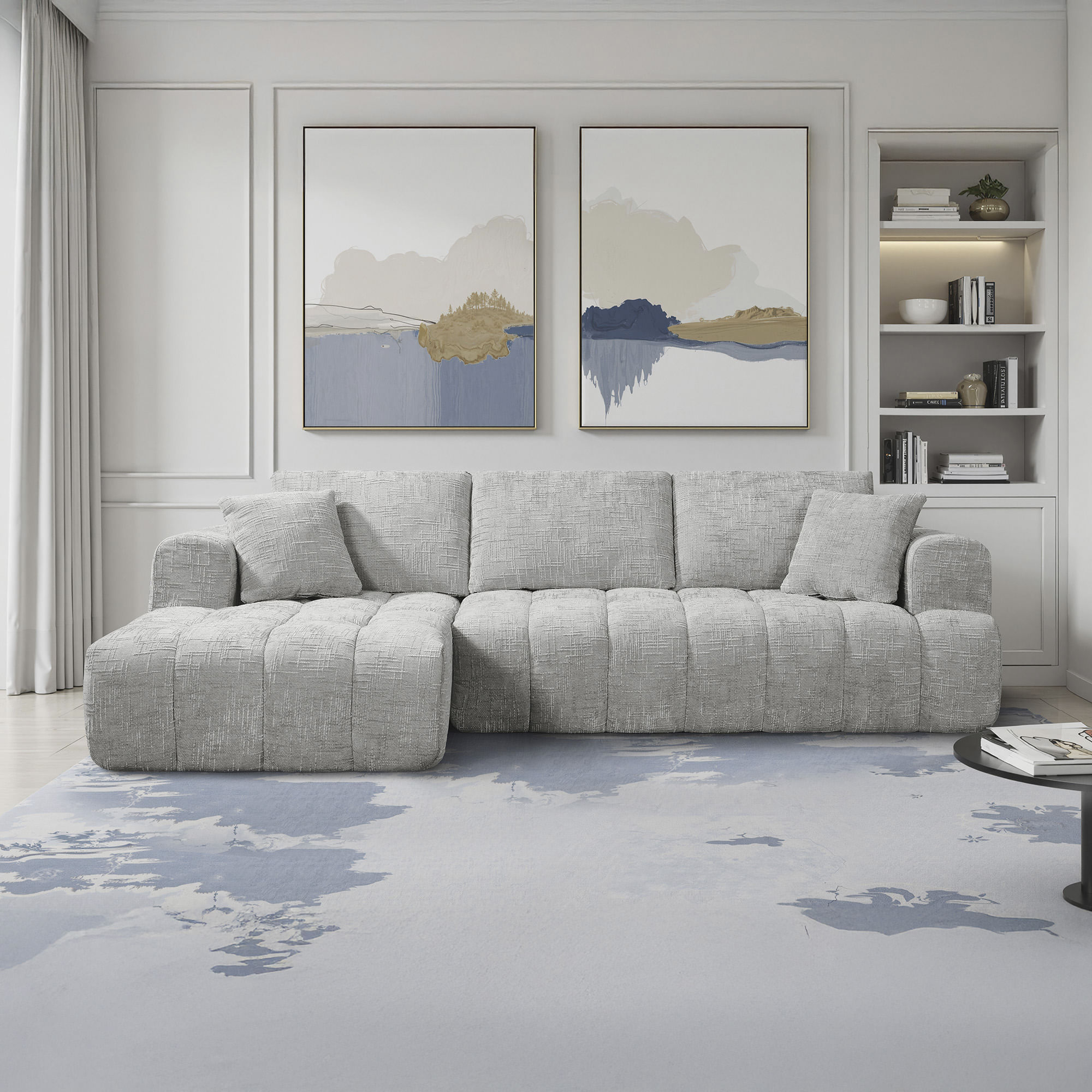 Sofas-POP-UP--Sofa-chaise-longue-OAKLAND-embalado-a-vacuo-Cinzento---Esquerda