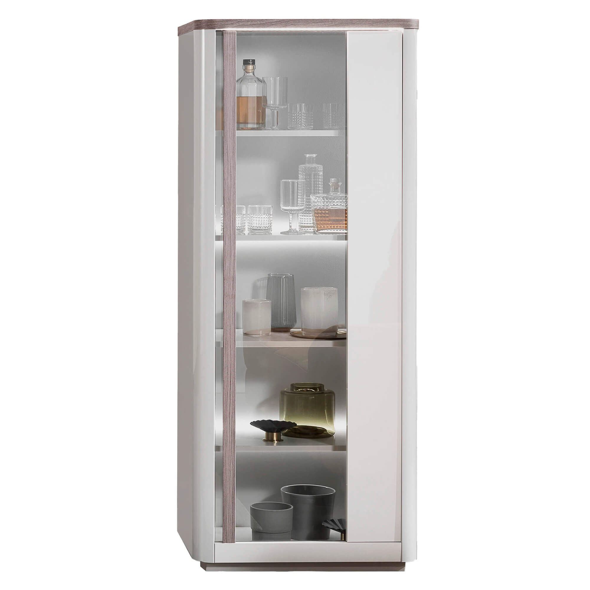 Vitrine-PESARO-com-1-porta-e-com-LED-Cinzento-Brilho-e-Carvalho-Cinza