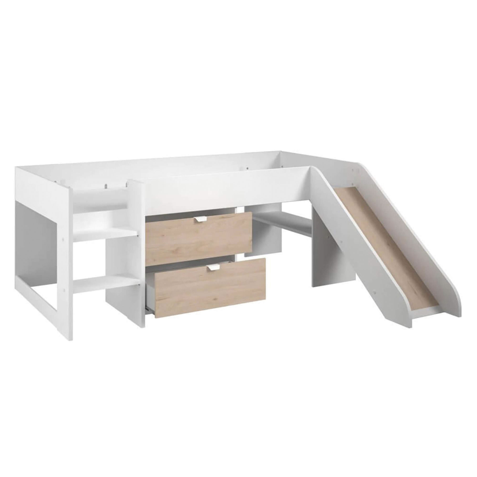 Cama-alta-ESCORREGA-90-x-200-cm---Branco-e-Carvalho