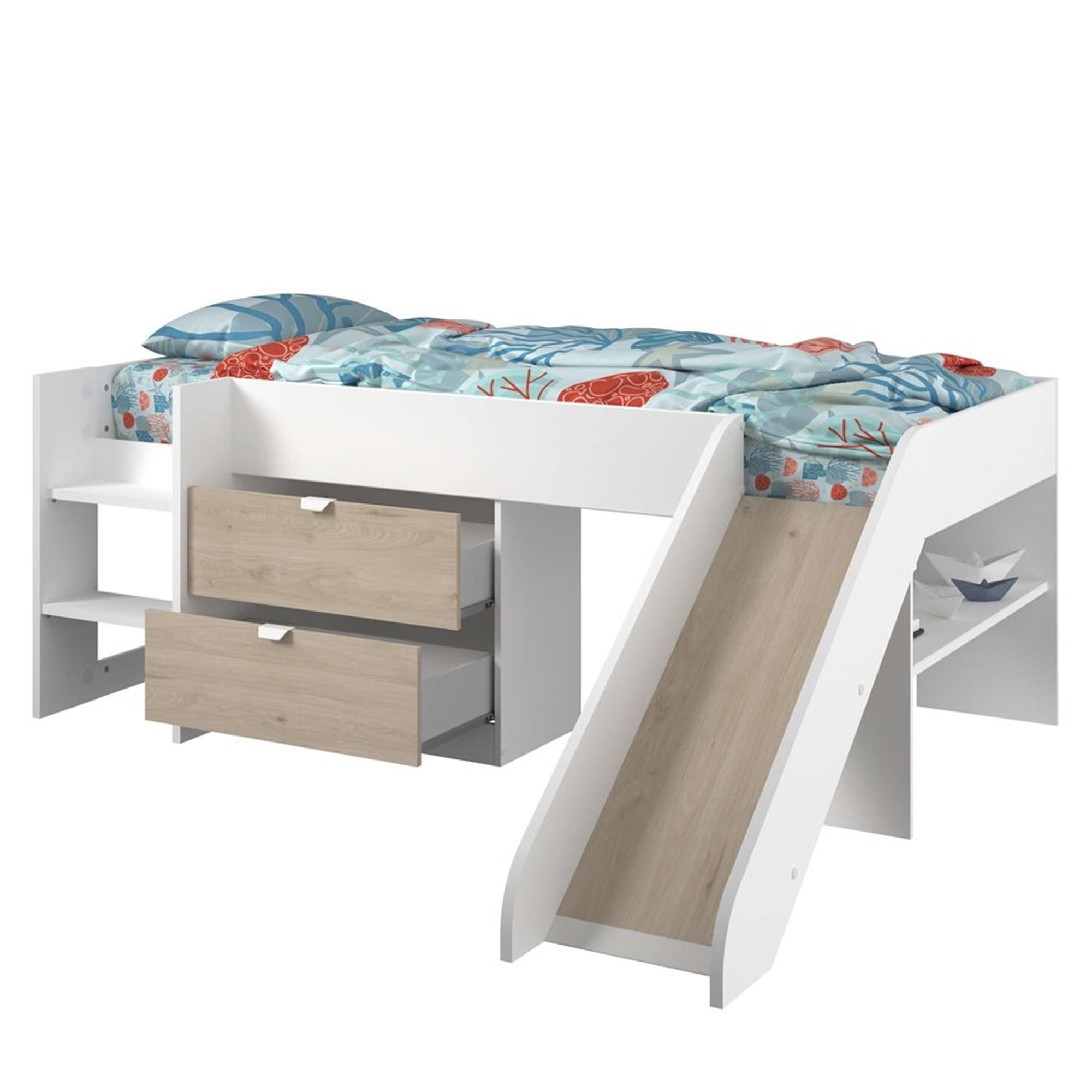 Cama-alta-ESCORREGA-90-x-200-cm---Branco-e-Carvalho