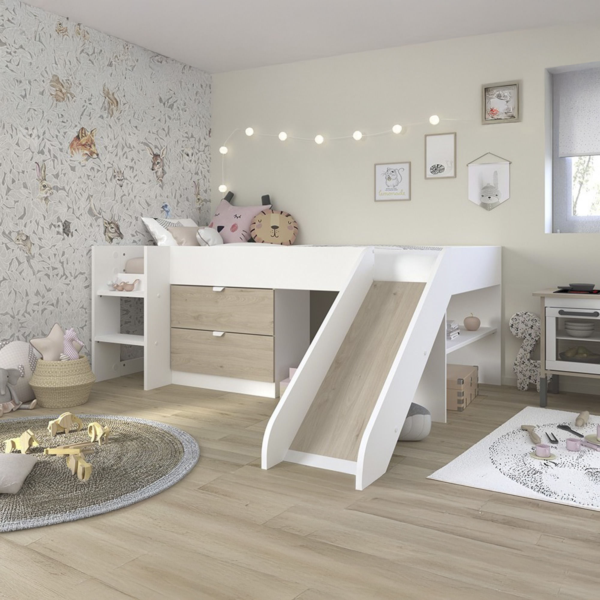 Cama-alta-ESCORREGA-90-x-200-cm---Branco-e-Carvalho