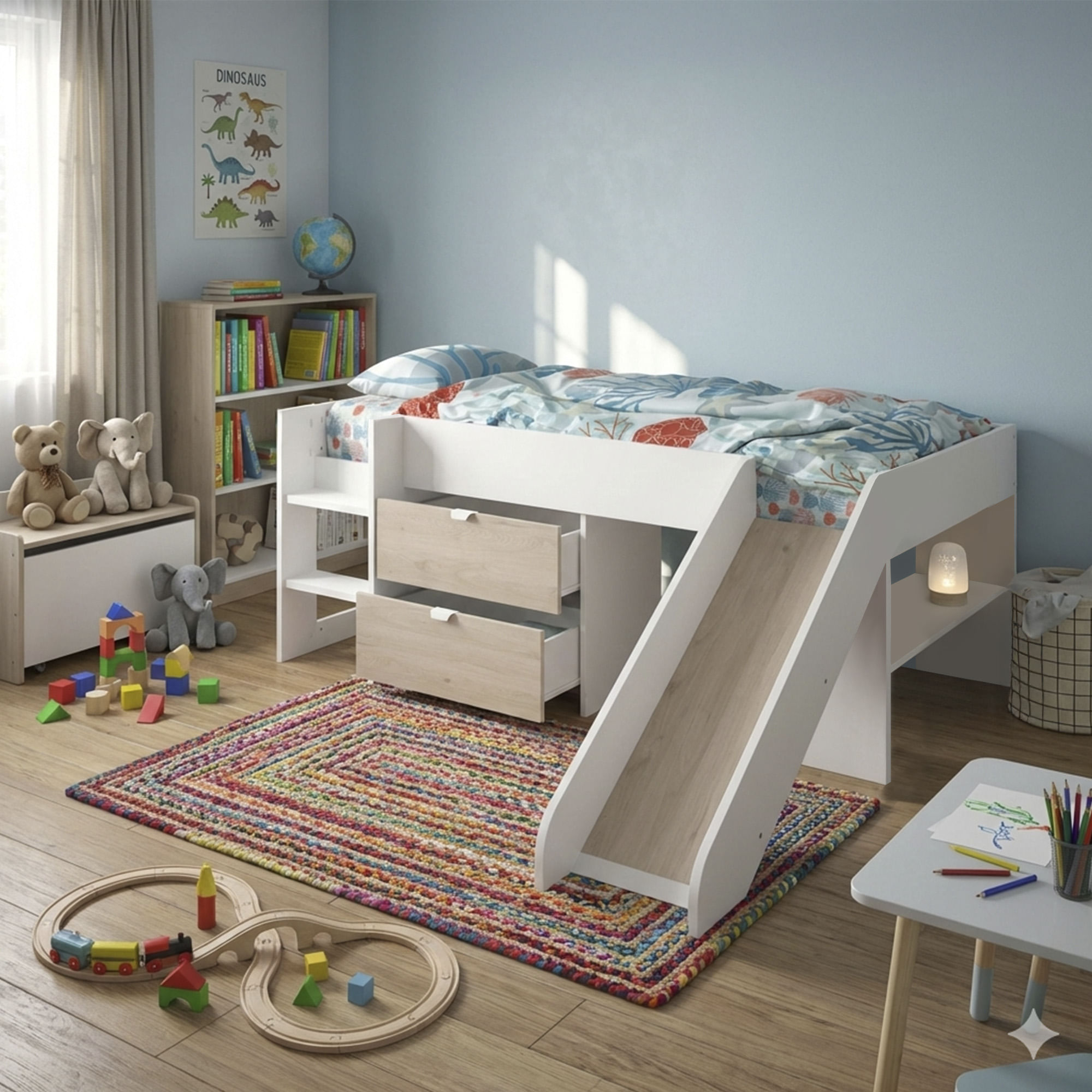 Cama-alta-ESCORREGA-90-x-200-cm---Branco-e-Carvalho