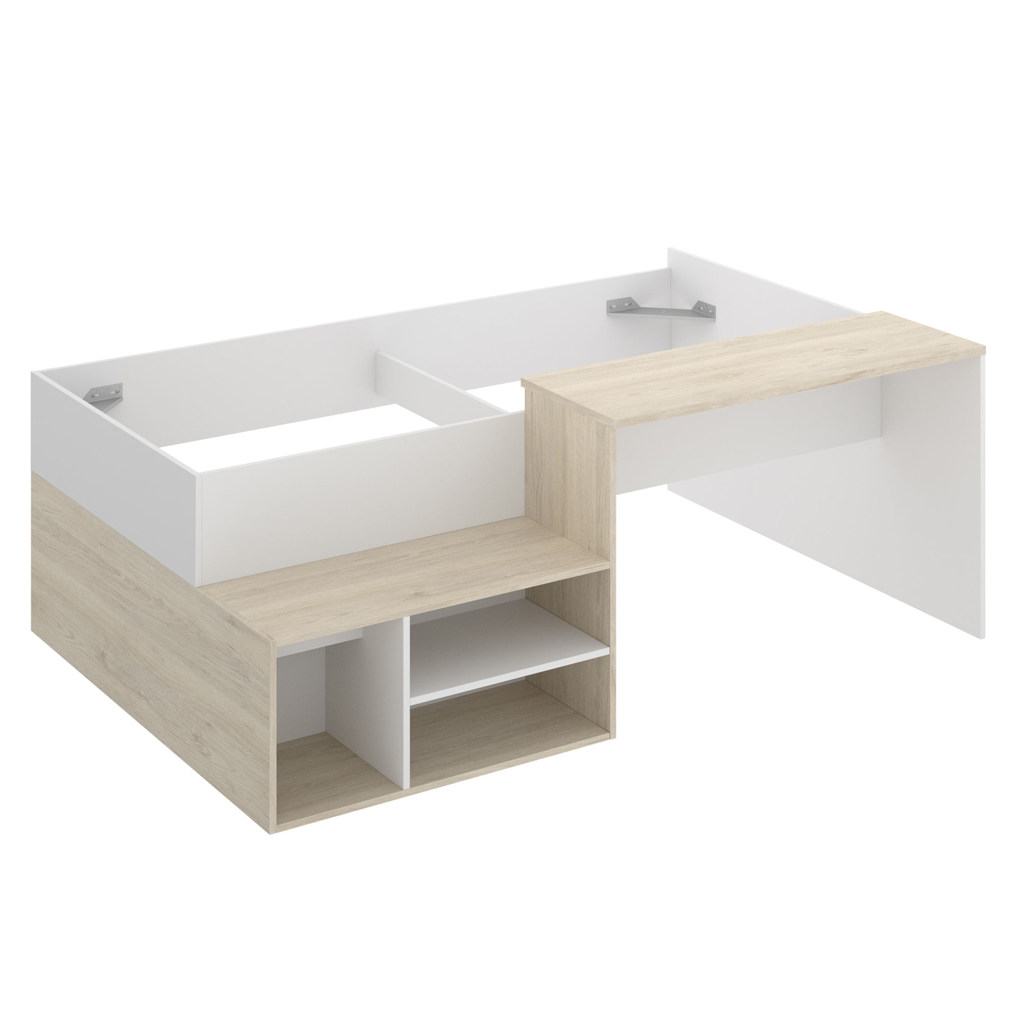 Cama-alta-ERICK-com-secretaria-90-x-190-cm---Branco-e-Carvalho
