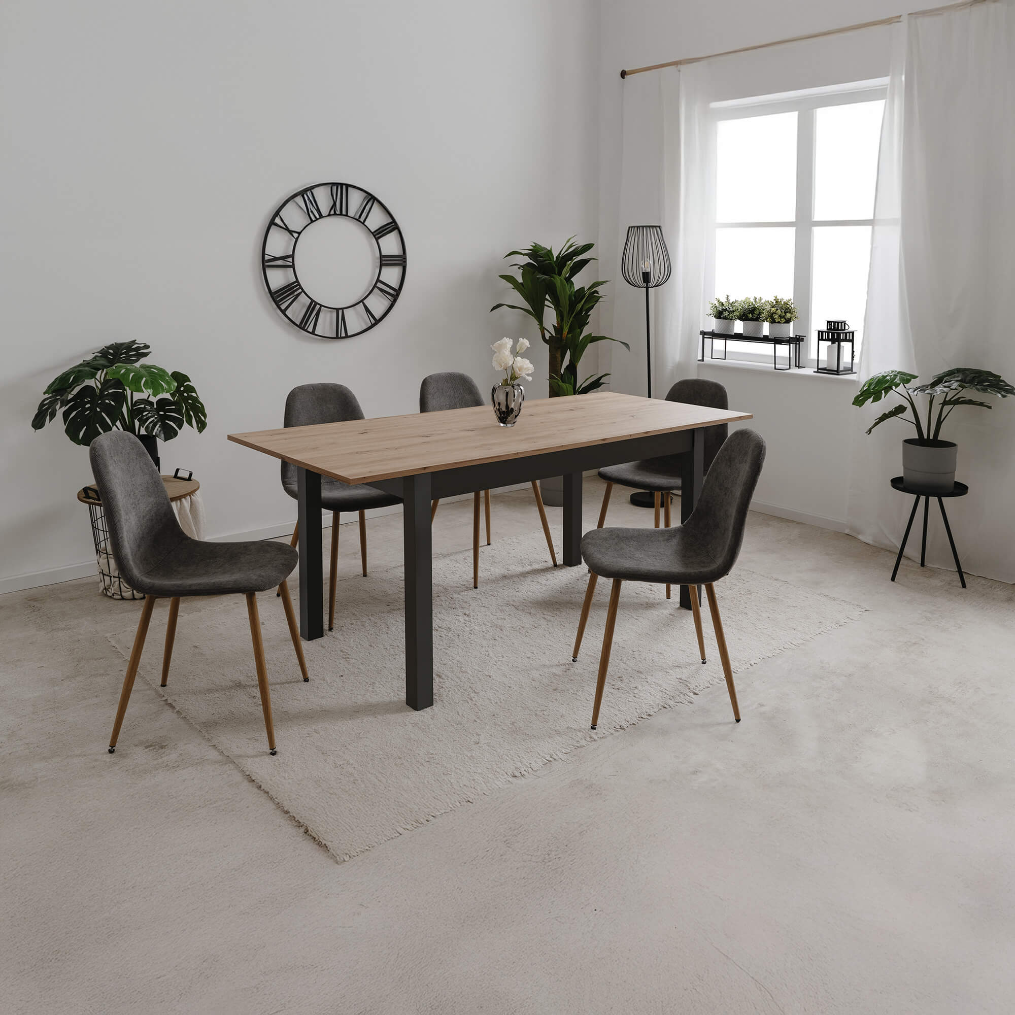 Mesa-extensivel-COBURG-140-a-180-cm---Preto-e-Carvalho-Artesanato
