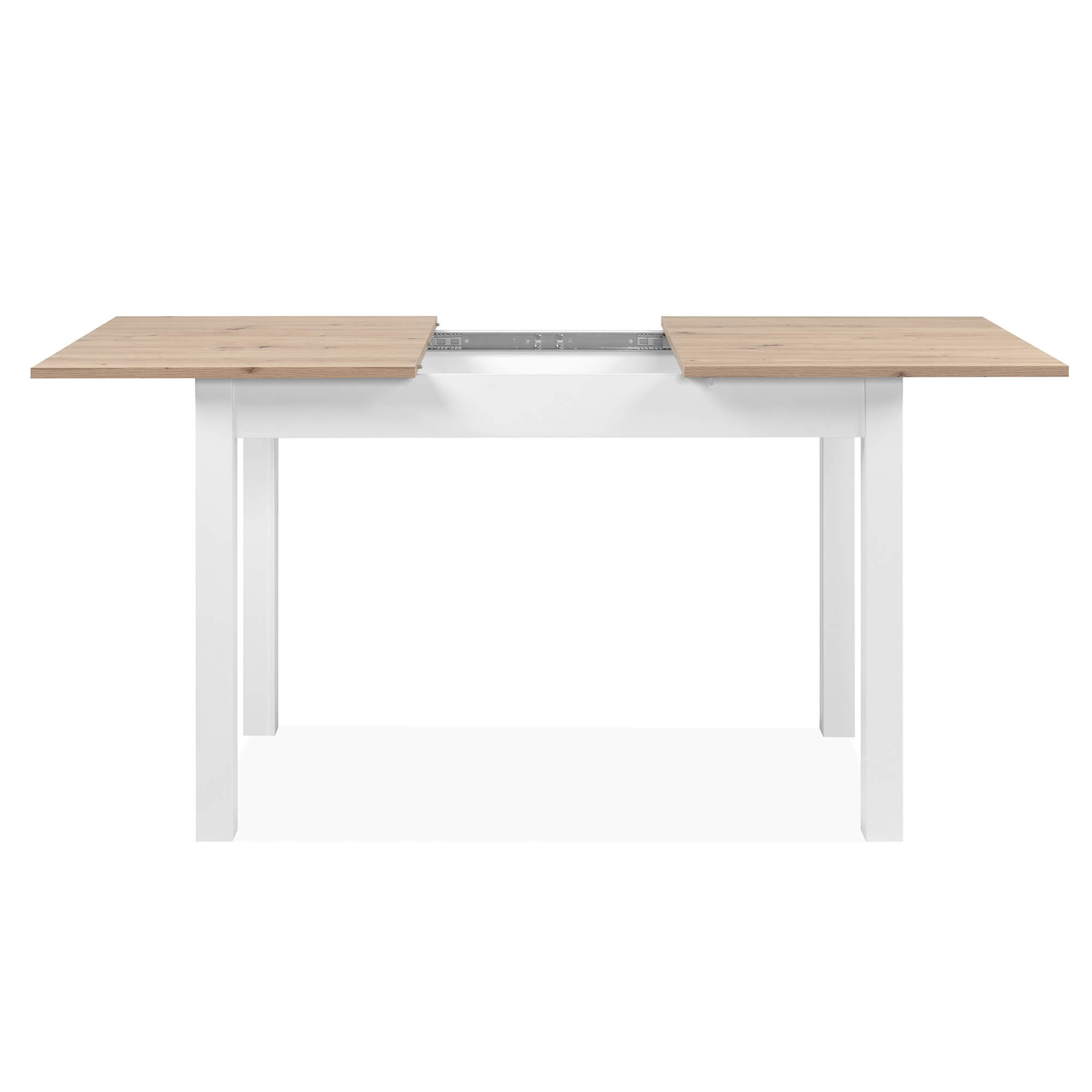 Mesa-extensivel-COBURG-120-a-160-cm---Carvalho-Artesanato-e-Branco